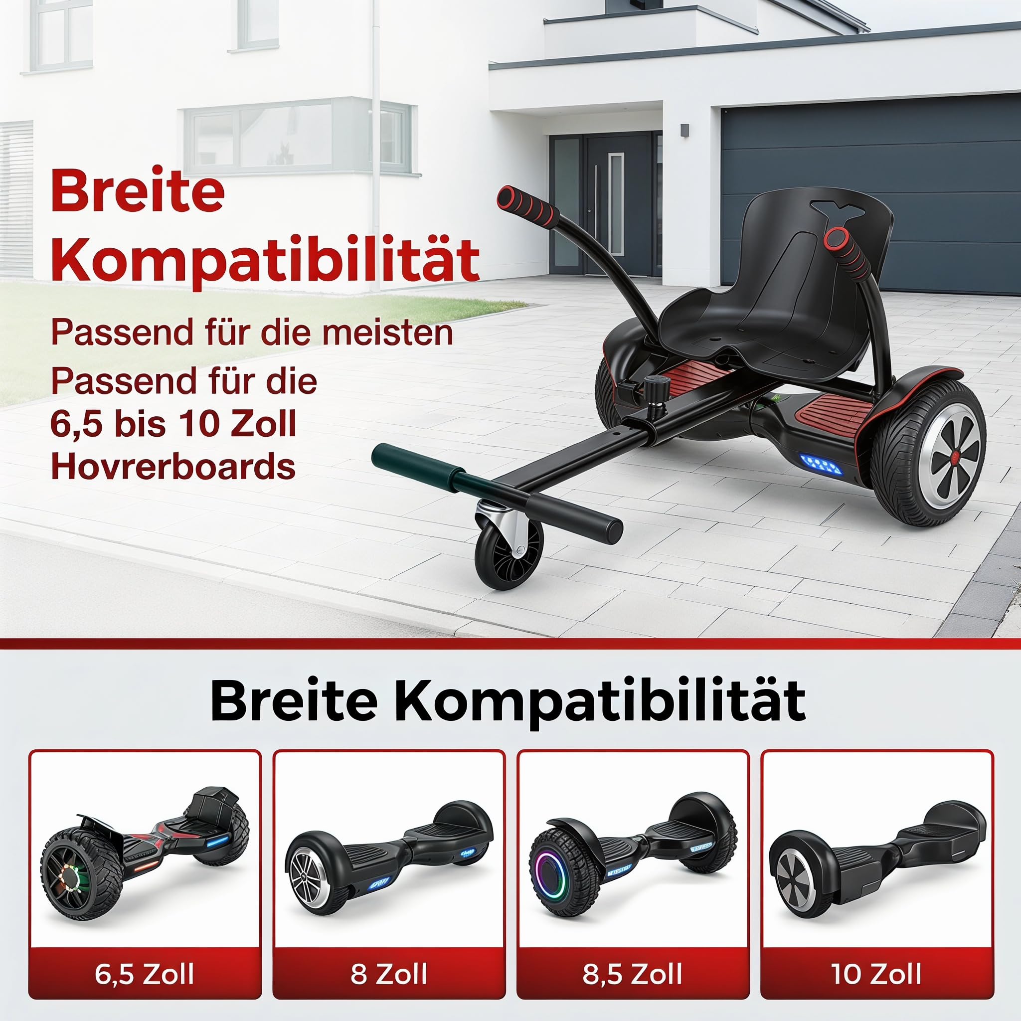 Hoverboard avec siège, siège réglable, compatible avec siège Hoverboard de 16,5 à 25,4 cm, siège de kart pour enfants et adultes, siège ergonomique