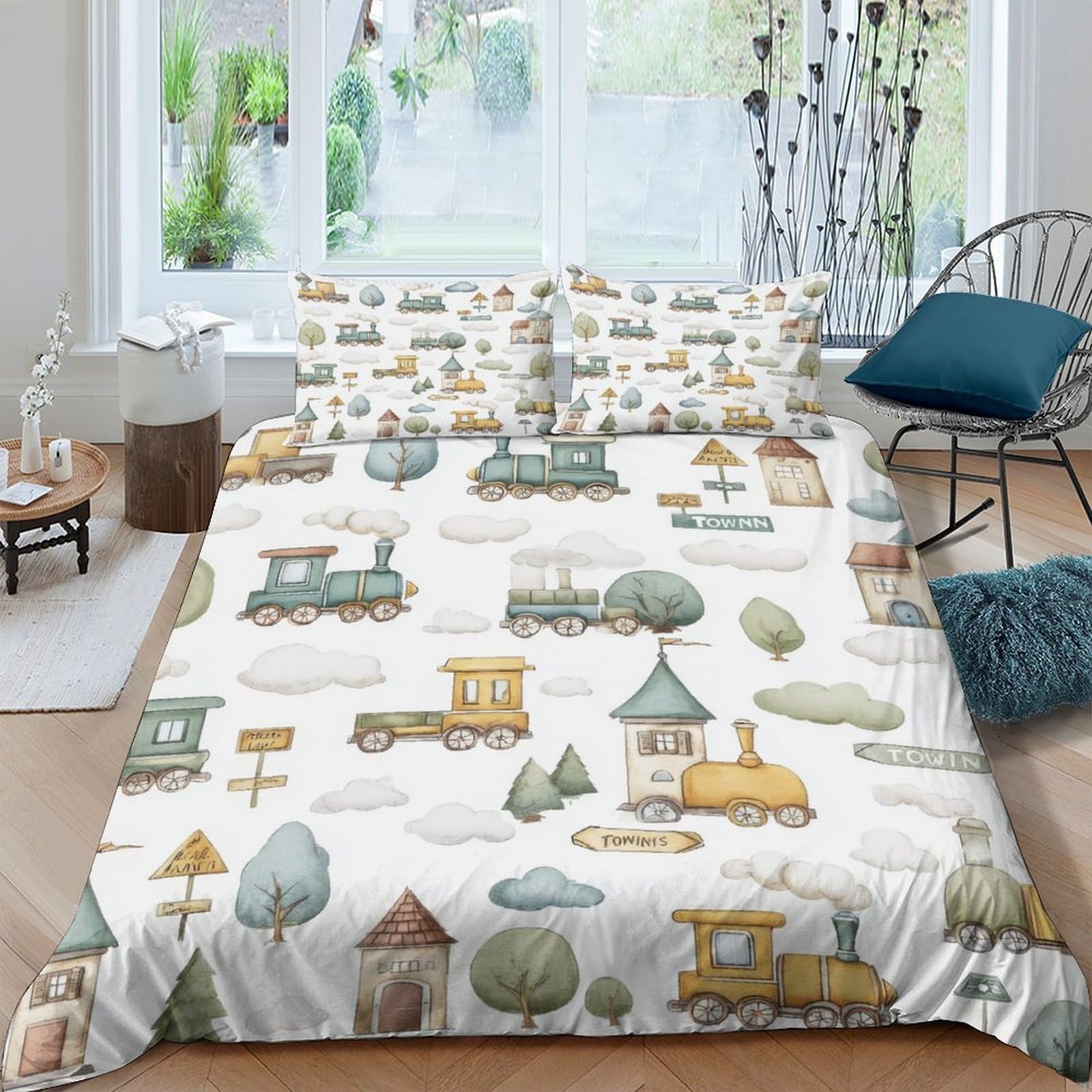 Ctjqhvkz Style-9 3D Printed Cartoon Village Fitted Sheet Microfiber Soft Mattress Cover For Bedroom Dorm Decorative Protection Single（135X200cm）