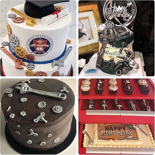 Miniatura 7 de Herramientas de mano moldes de silicona para chocolate, 3 paquetes de llaves de martillo grandes, alicates, herramientas de construcción, moldes de