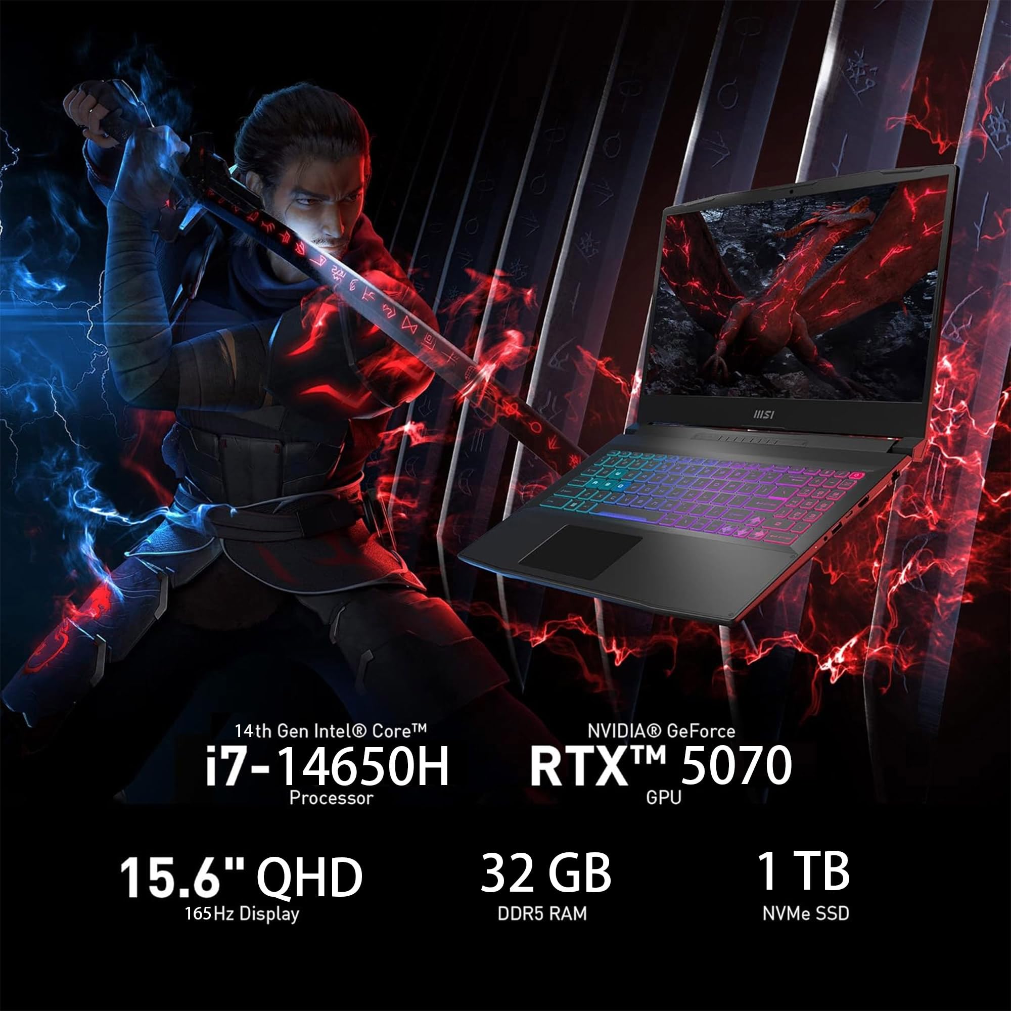 Amazon.com: msi Katana HX Gaming Laptop, 15.6” 165Hz QHD IPS