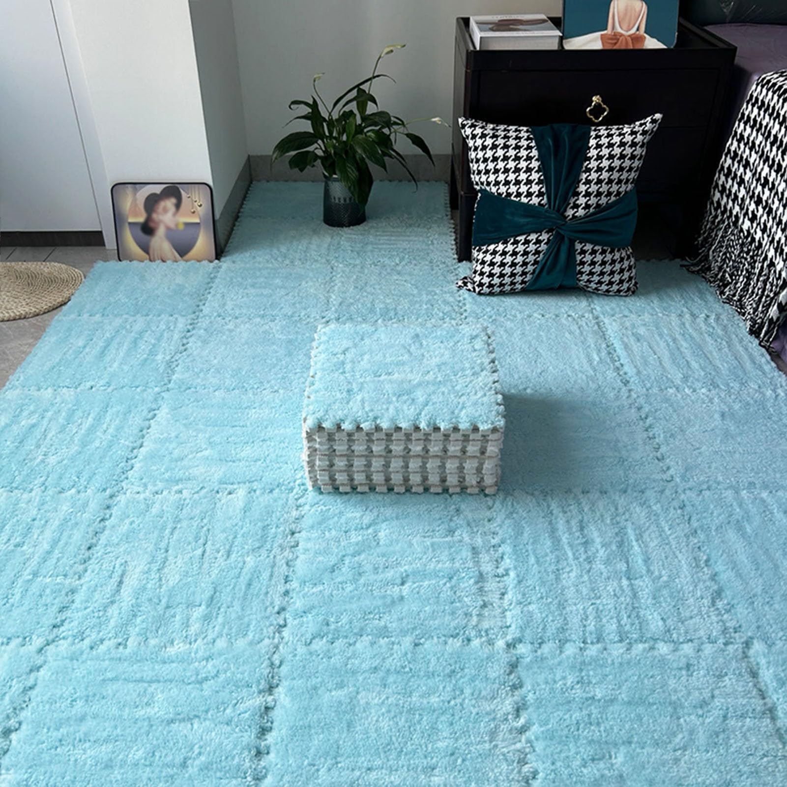 Schaumstoff-Spielmatte, Steckbare Schaumstoff-Puzzlematten, 10er-Pack, Mehrfarbig(Light Blue)
