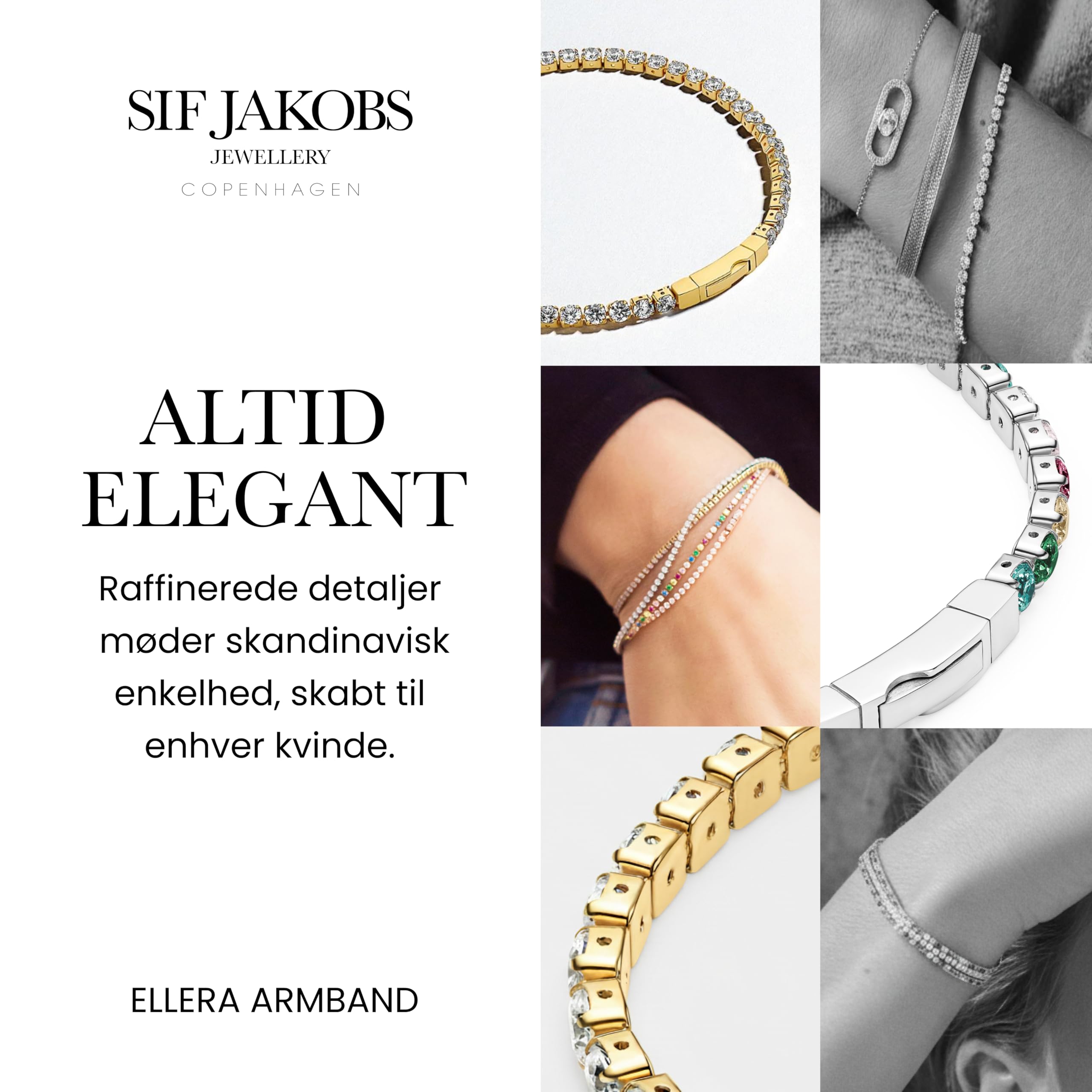 Sif Jakobs Ellera Damenarmband 17 cm, 925er Sterlingsilber, weiße Zirkonia