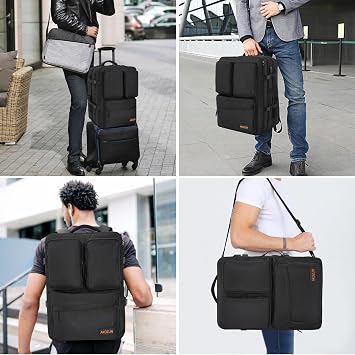 AKOZLIN DJ Mixer Travel Backpack 15x9.8x21.6 For Controller DJ Multi-Pockets With USB Port For Two Equipments,Laptop,Vinyl Records,Cables Accessories