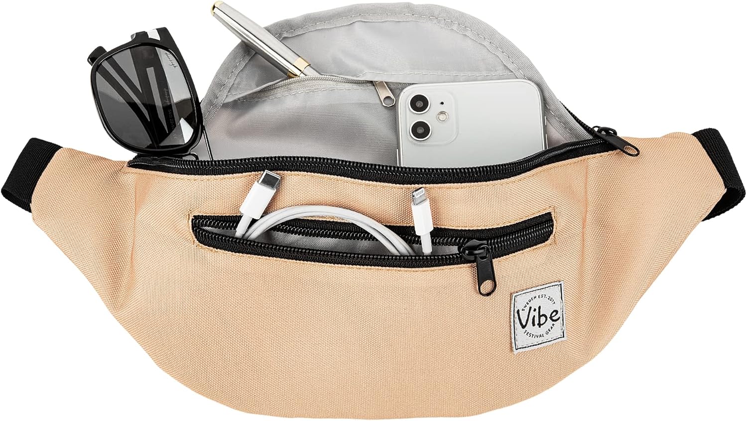 Vibe Festival Gear Fanny Pack for Men Women - Many Prints - Black Holographic Silver Gold Cute Waist Bag for Festival Rave Hiking Running Cycling - Image 8