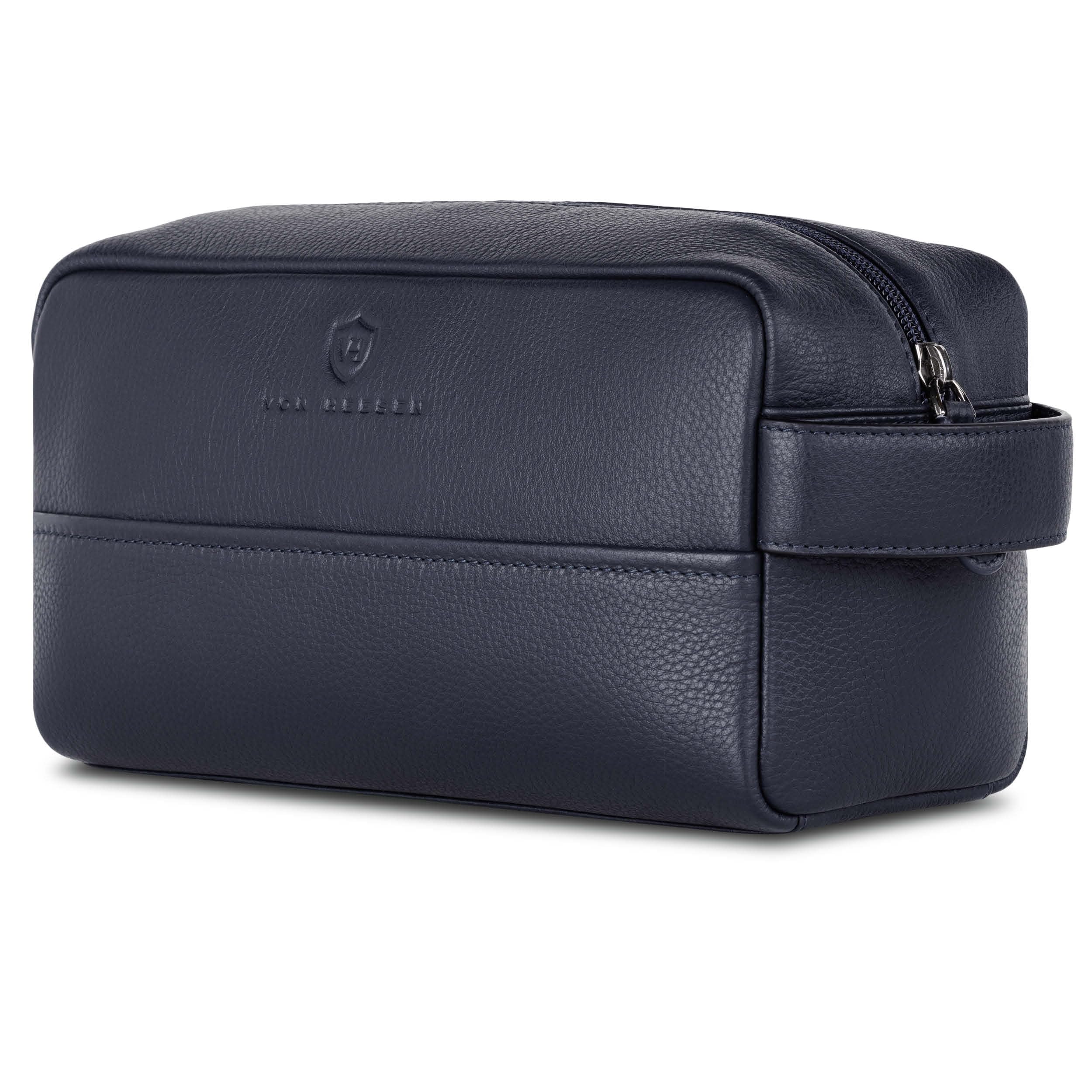 VON HEESEN Kulturbeutel Leder Kulturtasche für Herren & Damen - Echtleder Necessaire ideal zum Reisen - Waschtasche und Kosmetiktasche
