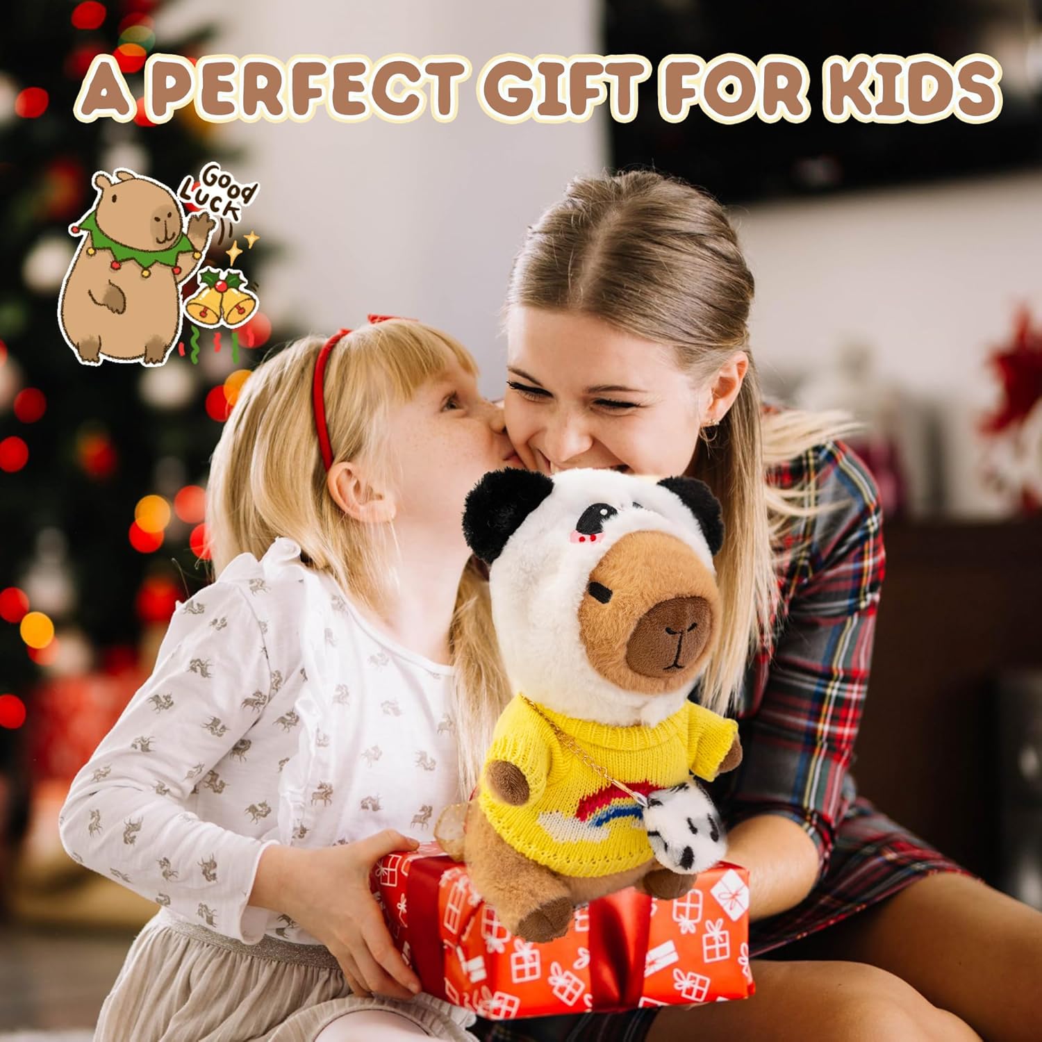 Capybara Plush for Boys Girls Birthday Dress Up Cute Plushies,10 Pcs Set,9 Clothes and Accessories Kawaii Stuffed Animal Plushie Toy, Soft Peluche Doll for Kids 10.2 in
