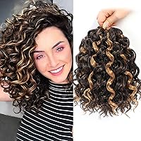 Vista 37 de Gogo Curl Cabello de Ganchillo Rizado de 8 Pulgadas Cabello Corto Rizado de Ganchillo para Mujeres Negras Rizos de Playa Onda de Agua Cabello Rizado