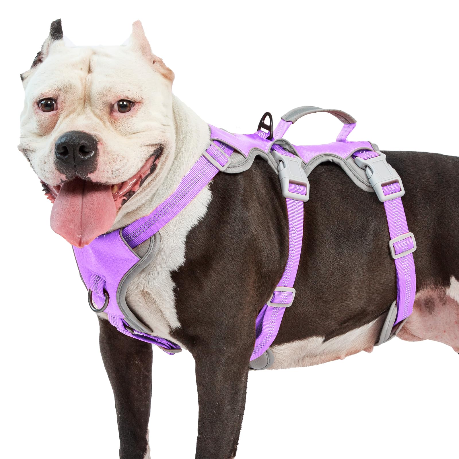 Huntboo Escape Proof Dog Harness, Escape Artist Harness, Reflective Harness with Padded Handle, Breathable, Adjustable Vest for Medium Dogs Walking, Training, and Running Gear (Lavender Purple,XL)