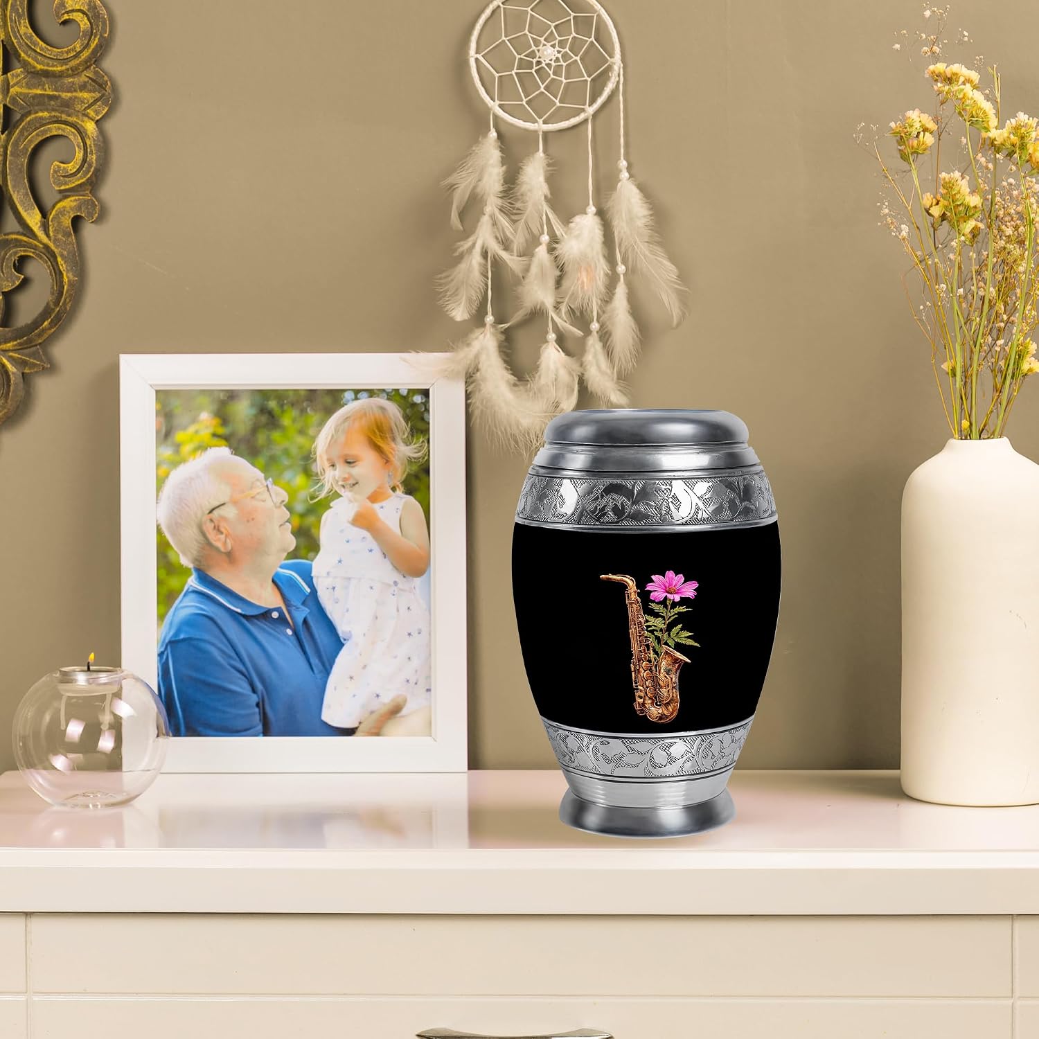 Saxophone Keepsake Urns for Human Ashes - Adult Male Urn for Ashes - Mini Cremation Urns for Men & Women, 3 Inch - Funeral Urn for Adult Female