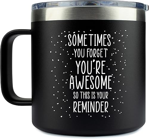 KLUBI Regalos inspiradores para hombres, taza con texto en inglés Sometimes You Forget You're Awesome Cup, regalos de cumpleaños para hombres,