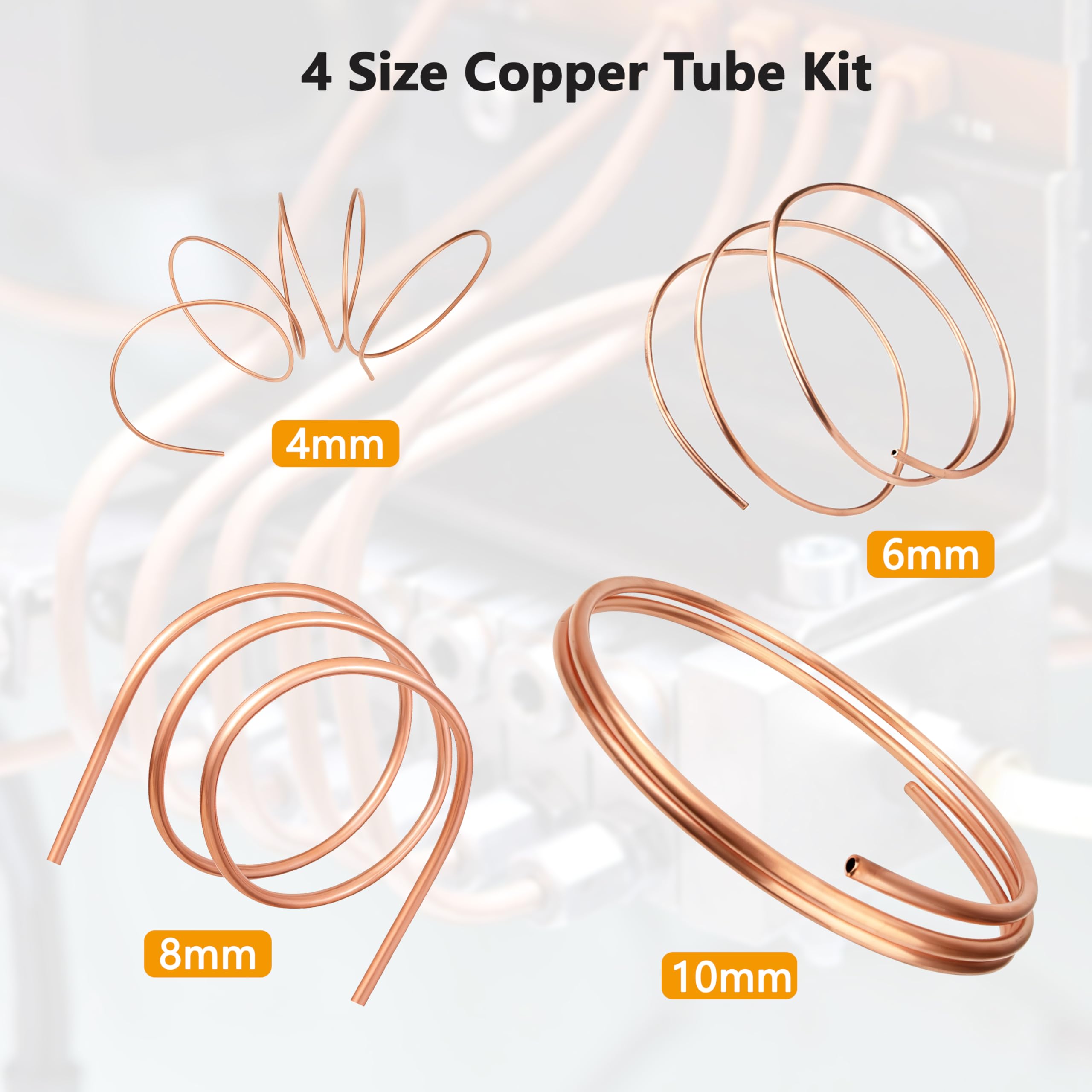 Tube en Cuivre Souple, 2m OD 8mm Tuyau Rond en Cuivre Flexible Câble à Bobine pour la Plomberie de Réfrigération, Générateurs et l'industrie
