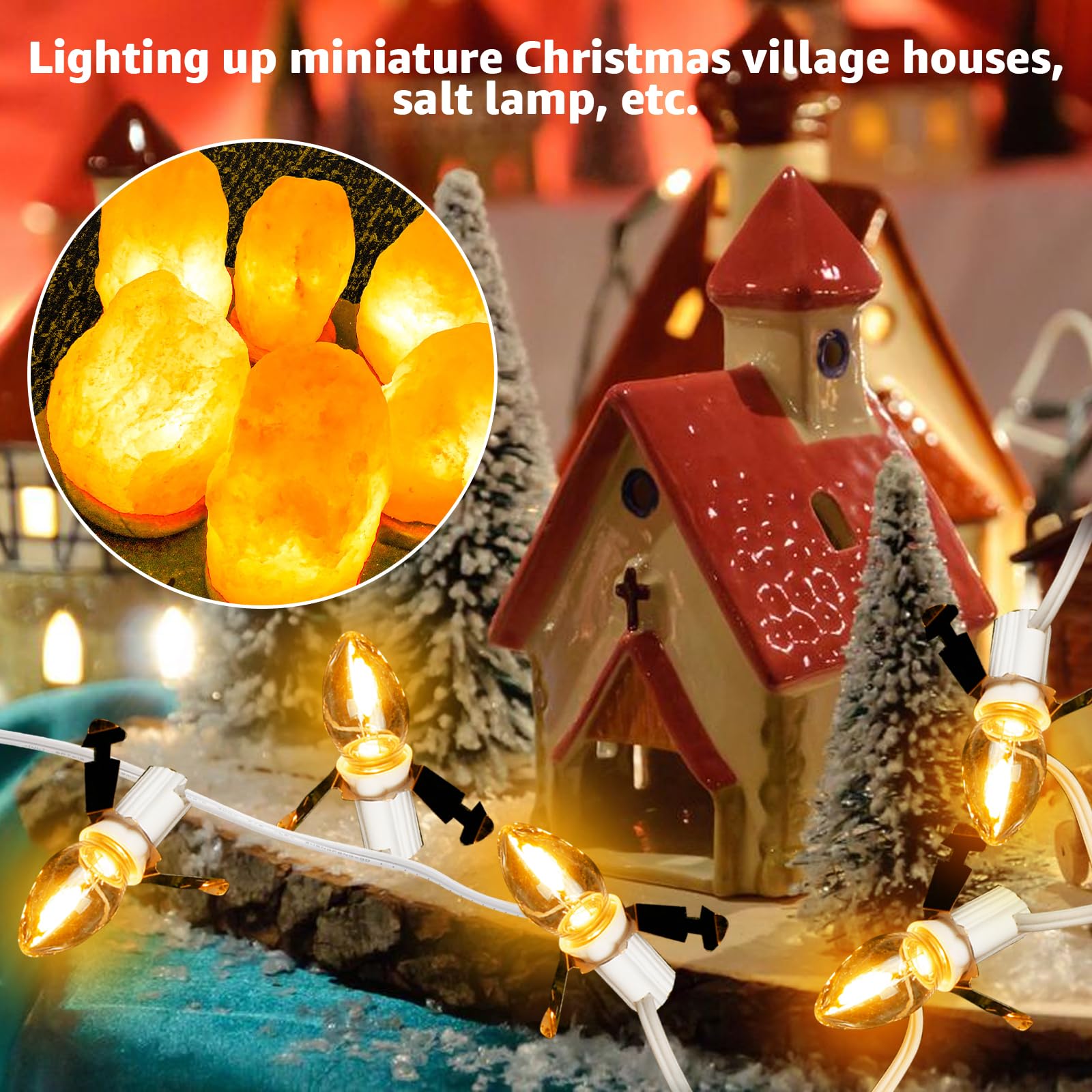 Christmas Village Lights - 5 LED Bulbs -6 Christmas Village Lights - 5 LED Bulbs -6