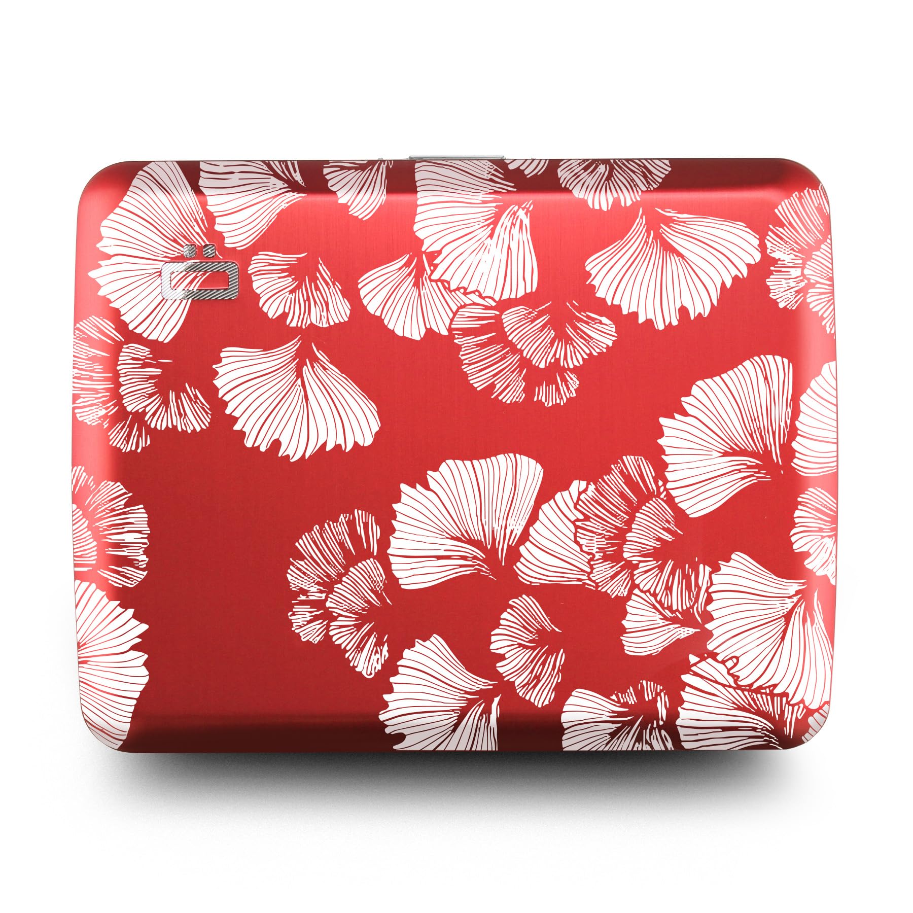 ÖGON -DESIGNS- Aluminum wallet, Large capacity with metal lock, RFID Protection against fraud and demagnetization, model Smart Case OSLO Large (Engraving Ginkgo)