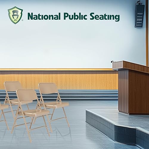 Miniatura 3 de National Public Seating Sillas plegables portátiles de acero serie 300, sillas plegables de alta resistencia para interiores y exteriores, juego de