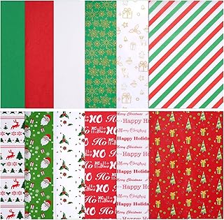 Blisstime Christmas Tissue Paper, 180 Sheets Xmas Wrapping Paper in 12 Different Designs 19.7" x 19.7" Christmas Series Ti...