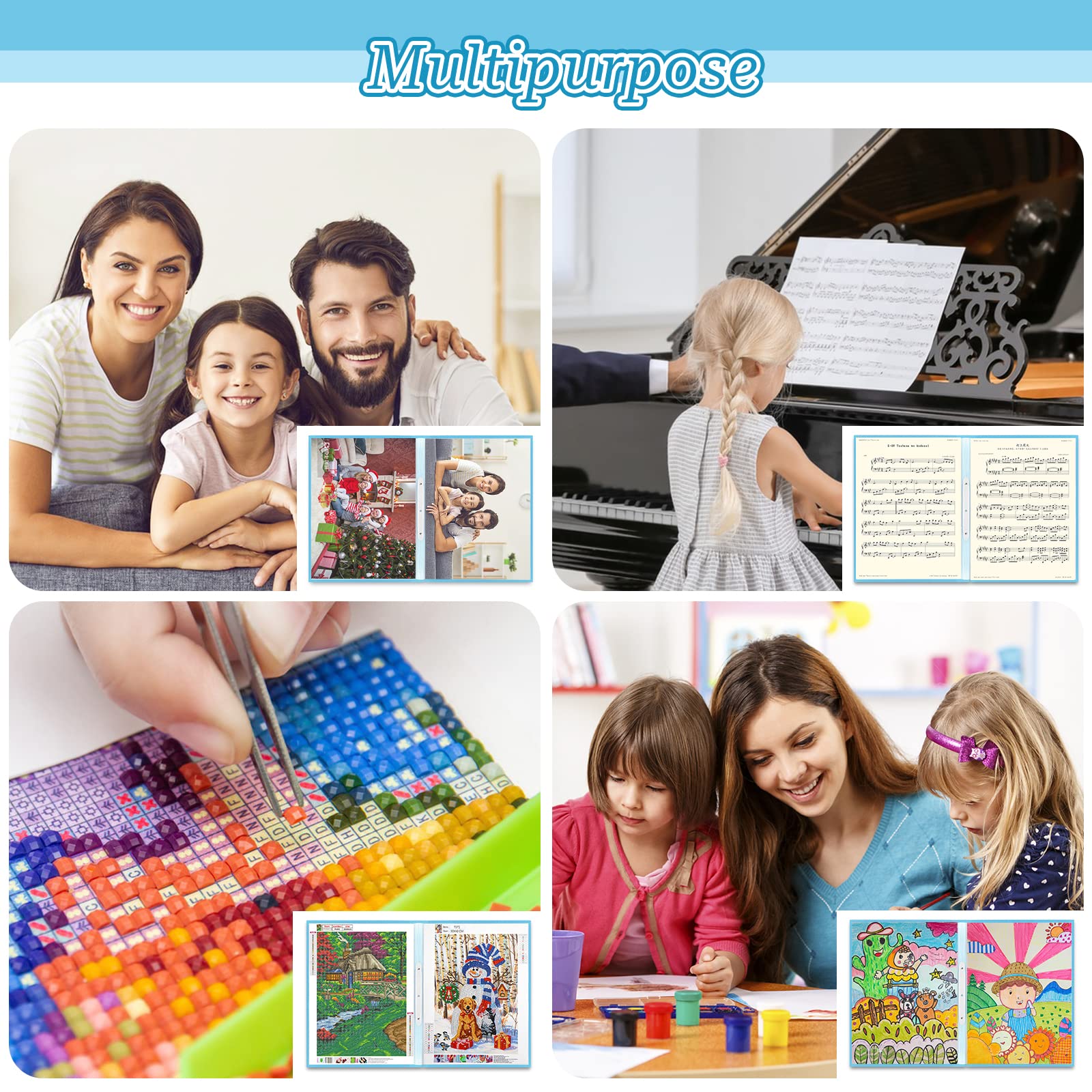 Album per Diamond Painting A3, Libro di Archiviazione con 30 Protezioni Tascabili, Cartella per DIY Art