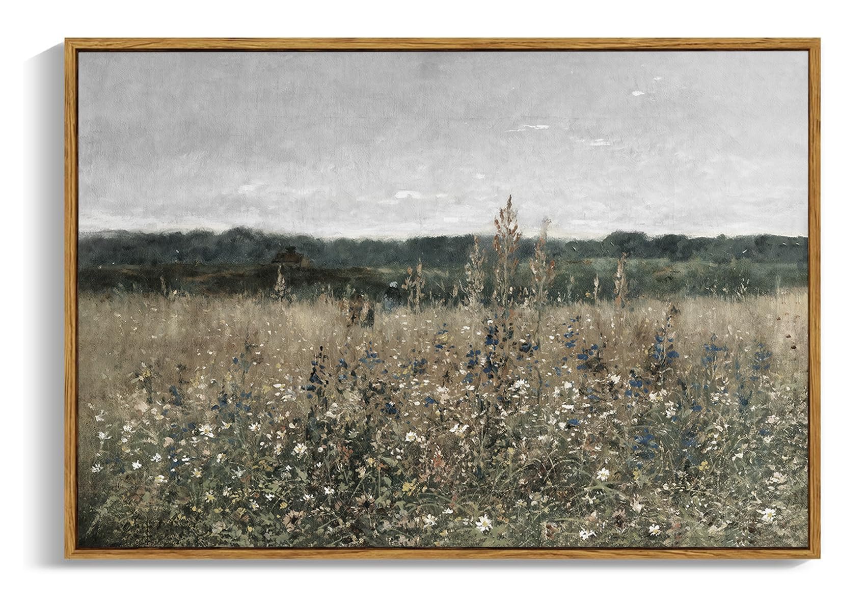 OIQArtOIQ Framed Canvas Wall Art,Vintage Decor,Landscape Nature Country Wildflower Paintings Farmhouse Pictures Modern Artwork Rustic Fall Flower Prints Cottagecore Office Living Room Bedroom Bathroom — view 109