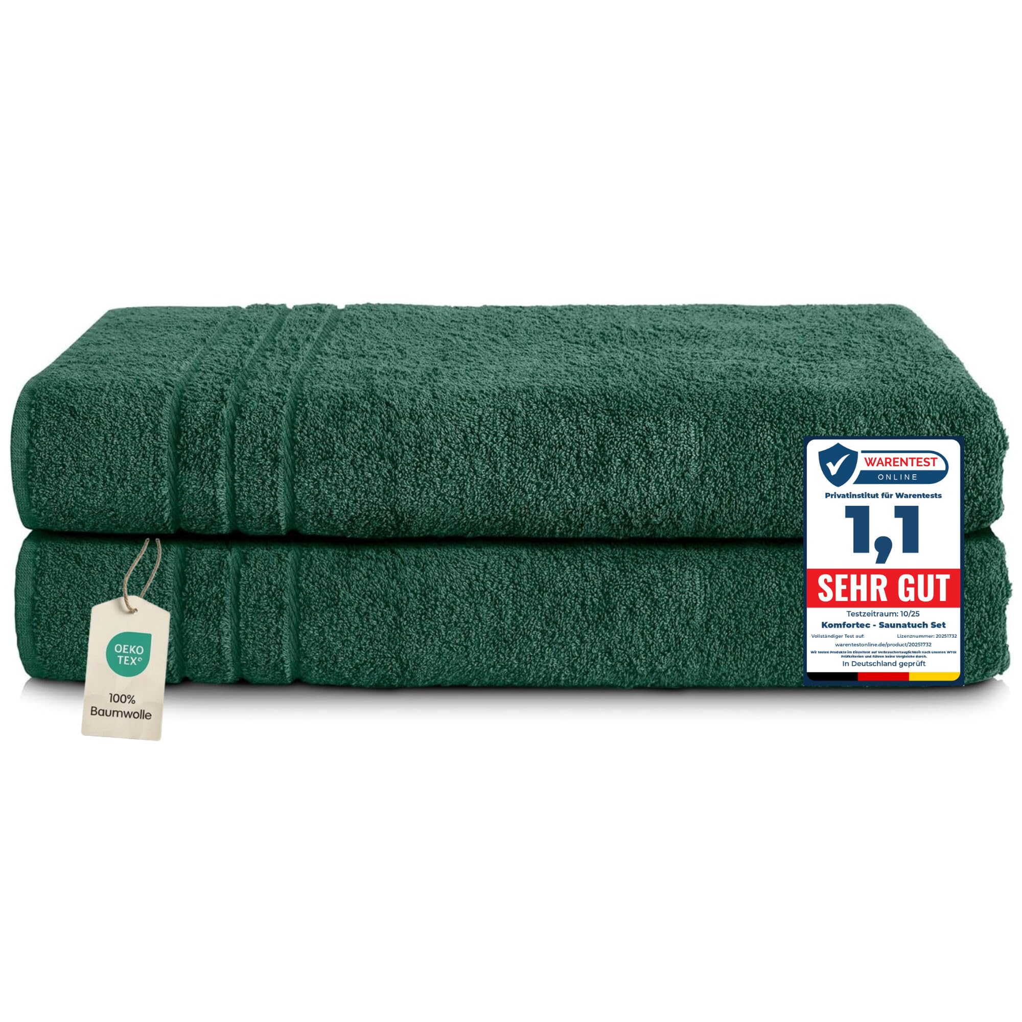 Serviettes de sauna 80x200 cm coton vert foncé par 2