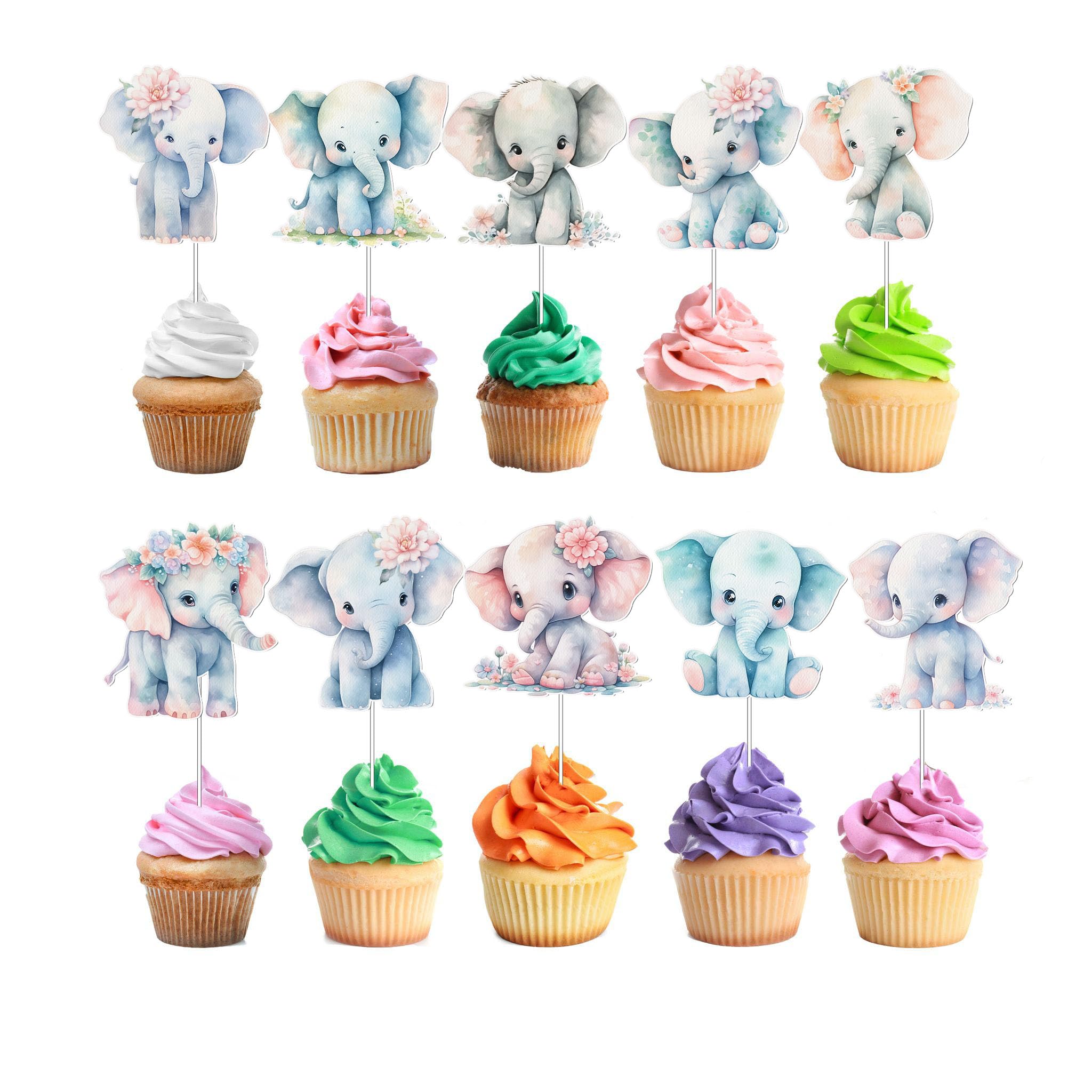 10 PCS Party Elephant Jungle Animal Cupcake Toppers - Create a Jungle Paradise on Your Treats!