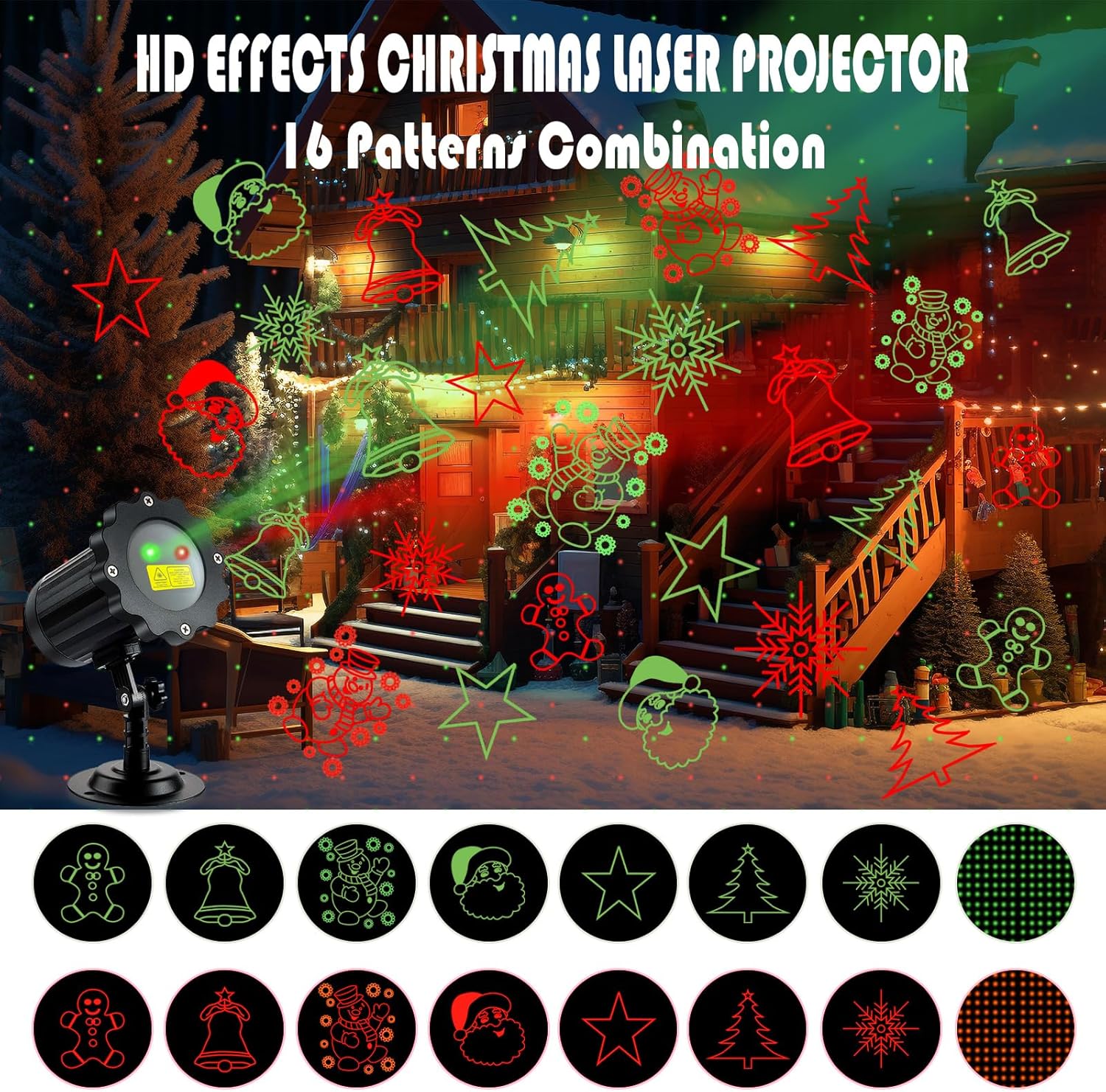 Brighter Christmas Projector Lights Outdoor, Waterproof Laser Christmas Projector with Remote, Christmas Spotlight Decorations for Party Yard Garden Outdoor Indoor