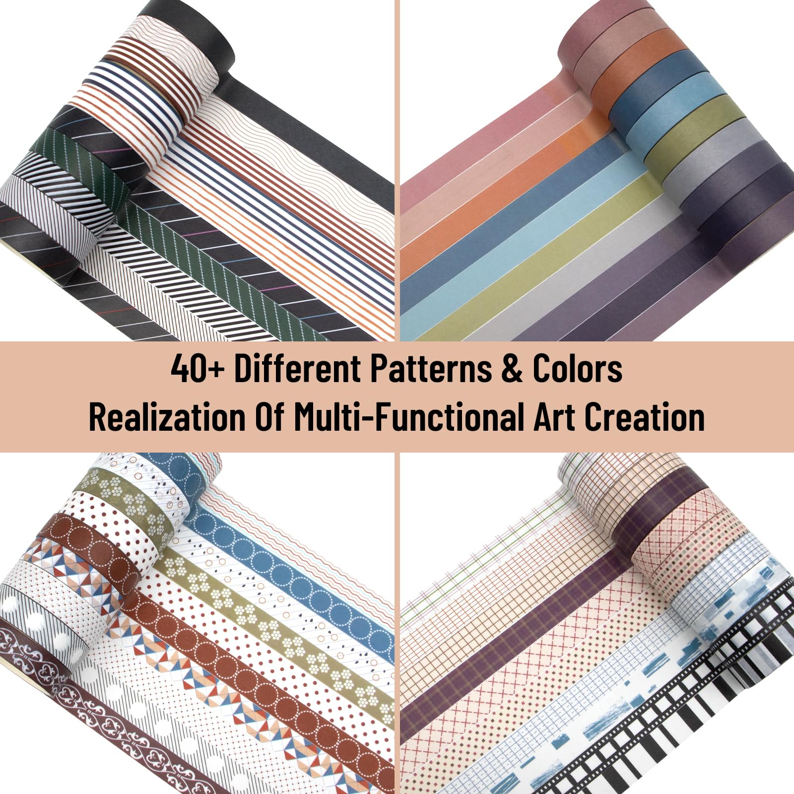 Amazon.com: 44 Rolls Washi Tape Set, 10 mm and 15 mm Wide Grid