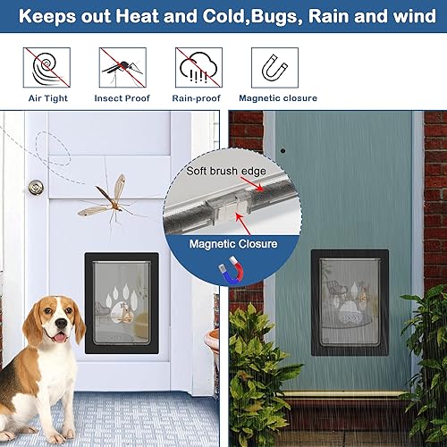 Miniatura 3 de CEESC Puerta para perros de hasta 45 libras, puerta resistente a la intemperie para gatos y perros, duradera, panel de cierre a presión incluido,