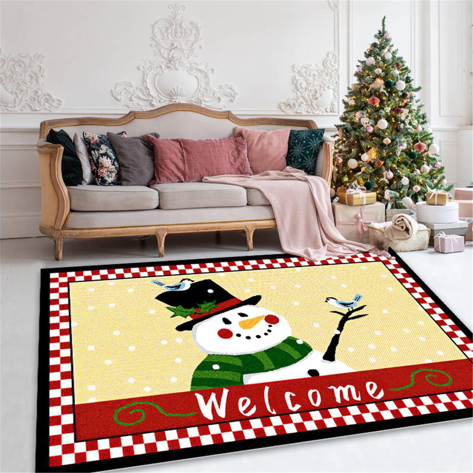 Alfombras De Árbol De Navidad, Santa Claus, Guirnalda, Alfombra De Copo De Nieve para Sala De Estar Y Dormitorio, Decoraciones Navideñas, Alfombra De Fiesta, Regalos,S,100 * 200cm