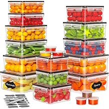 40 Pcs Food Storage Containers with Lids Airtight 20 Lids & 20 Containers | Reusable Plastic Leakproof Meal-Prep Container for Kitchen Storage Organization Microwave/Dishwasher Safe with Labels & Pen