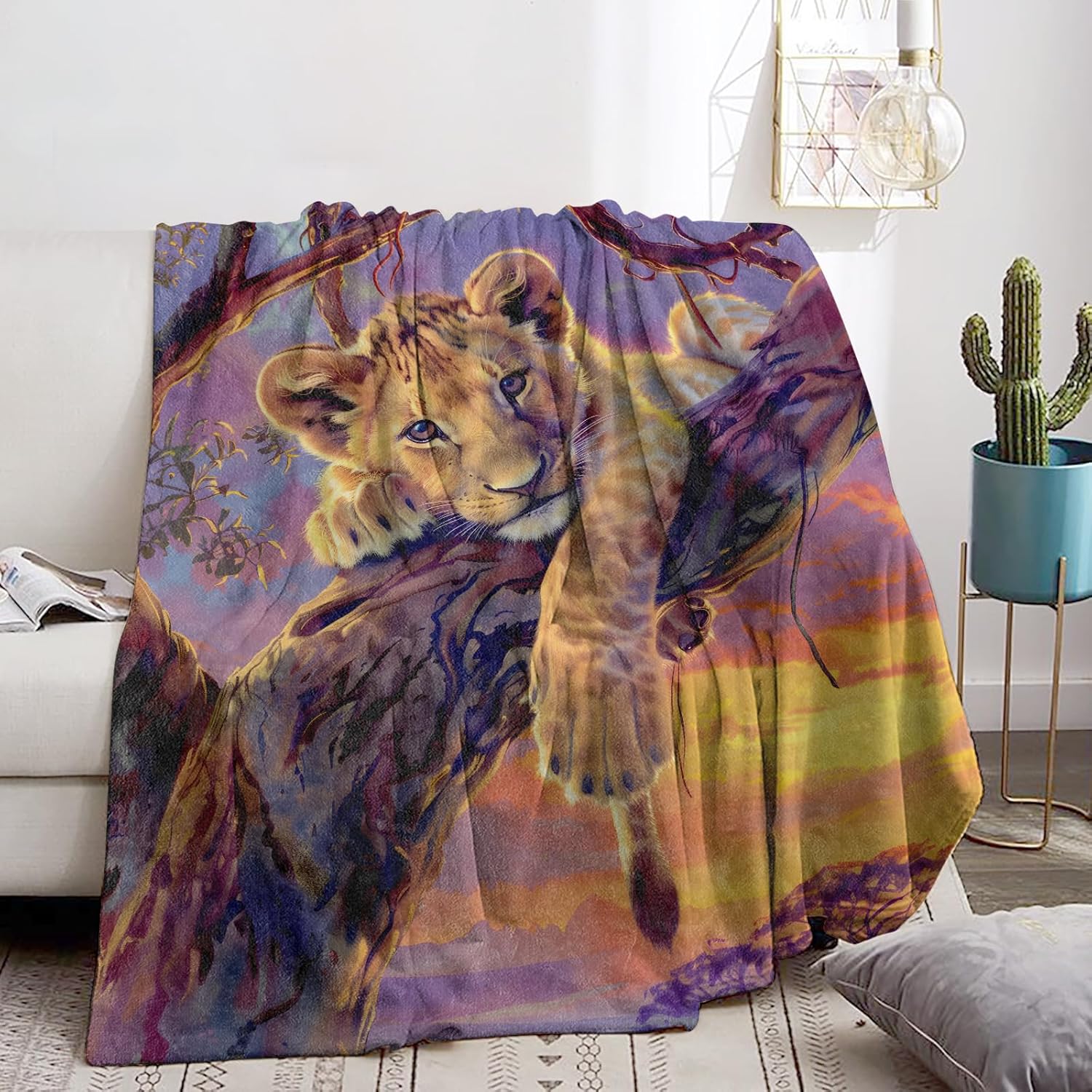 Cute Lion Cub Blanket - Ultra Soft, Cozy, Warm, Lightweight & Fuzzy Flannel Animal Throw Blankets, Ideal for Couch, Bed, Travel & Outdoor Use - for Men Women Adults Kids 60"×50" - Image 2