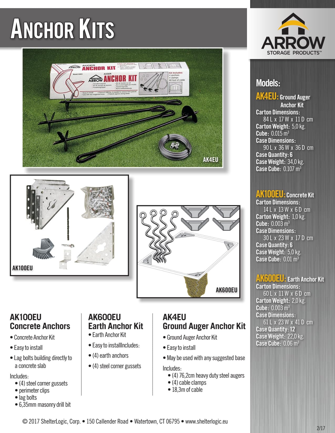 Arrow Shed ShelterLogic flèche Abri Ak600 Earth kit d'ancrage