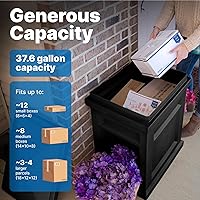 Vista 4 de Caja de entrega de paquetes Express de Step2, resistente a la intemperie, almacenamiento grande para exteriores, hecha de plástico duradero, sin