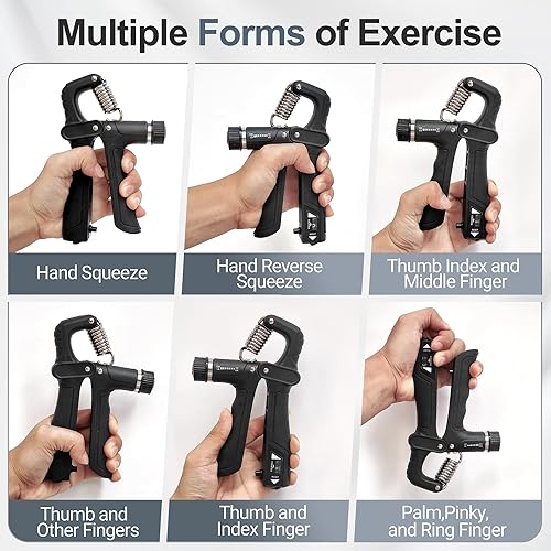 Miniatura 4 de Kits de entrenamiento de fuerza de agarre (paquete de 5), fortalecedor de antebrazo con resistencia ajustable, probador de fuerza de agarre,