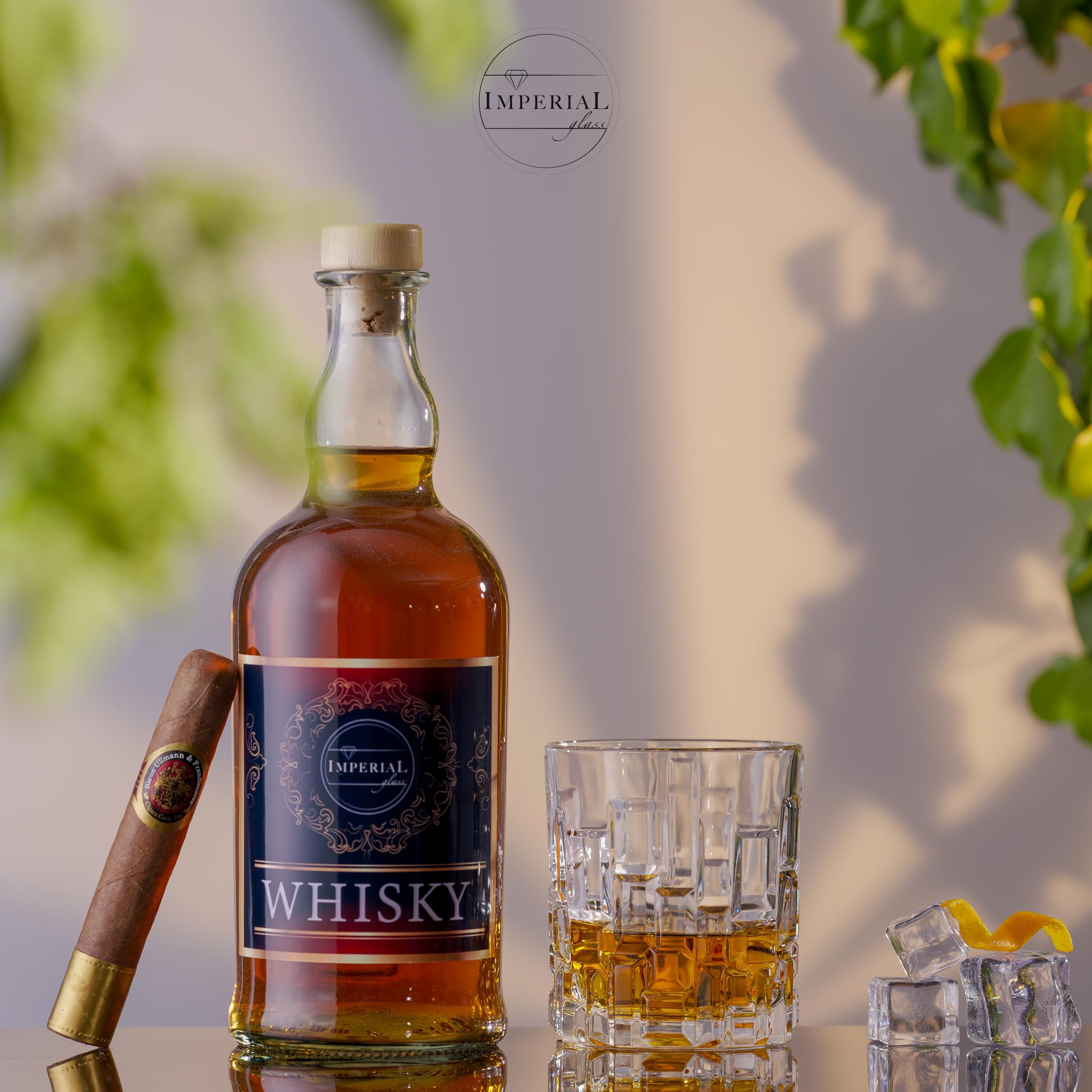 Szklanki do whisky 330 ml, zestaw 6 sztuk, ze szkła kryształowego, ze strukturą reliefową i masywnym dnem, nadają się do mycia w zmywarce
