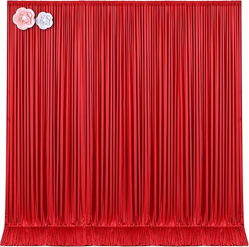 Cortinas de fondo rojo de 10 x 12 pulgadas para bodas, fiestas, sin arrugas, cortinas de tela para decoración de fotos, tela para baby shower,