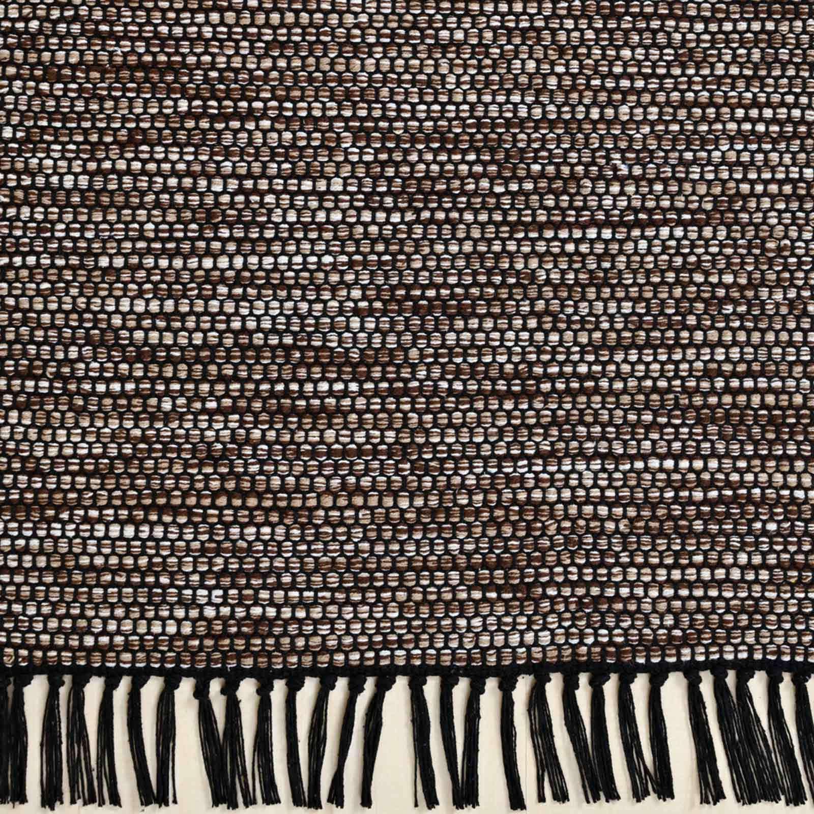 Taracarpet Handwebteppich Borkum Teppich fürs Wohnzimmer, Schlafzimmer und als Küchenteppich geeignet 100% Baumwolle braun 120x170 cm