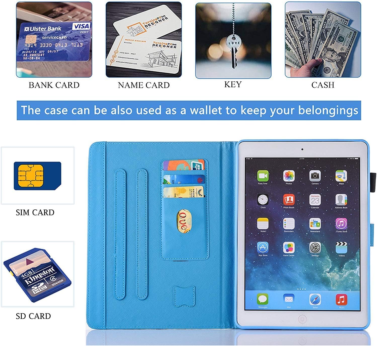 Etui na iPada 9., 8., 7. generacji, iPad 10,2 (wersja z 2021/2020/2019), uroczy pokrowiec ochronny ze skóry PU z funkcją automatycznego budzenia/uśpienia, dla dzieci, dziewcząt, kobiet - kwiaty