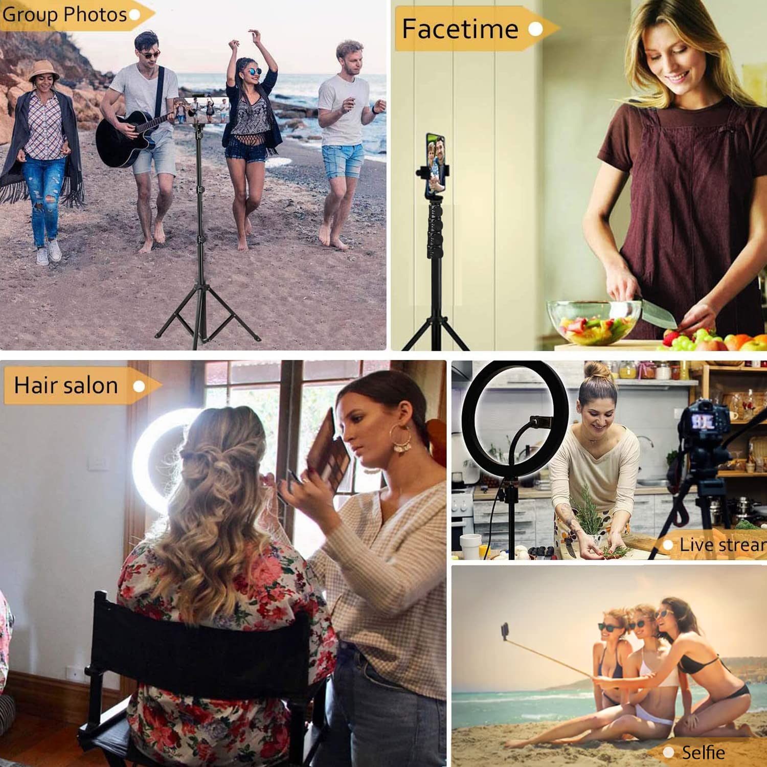FitStill 64 Zoll Selfie Stick Stativ, abnehmbares und einziehbares 2 in 1 Telefonstativ für Mobiltelefone, kompatibel mit Go Pro, DJI, iPhone und Android Telefonen