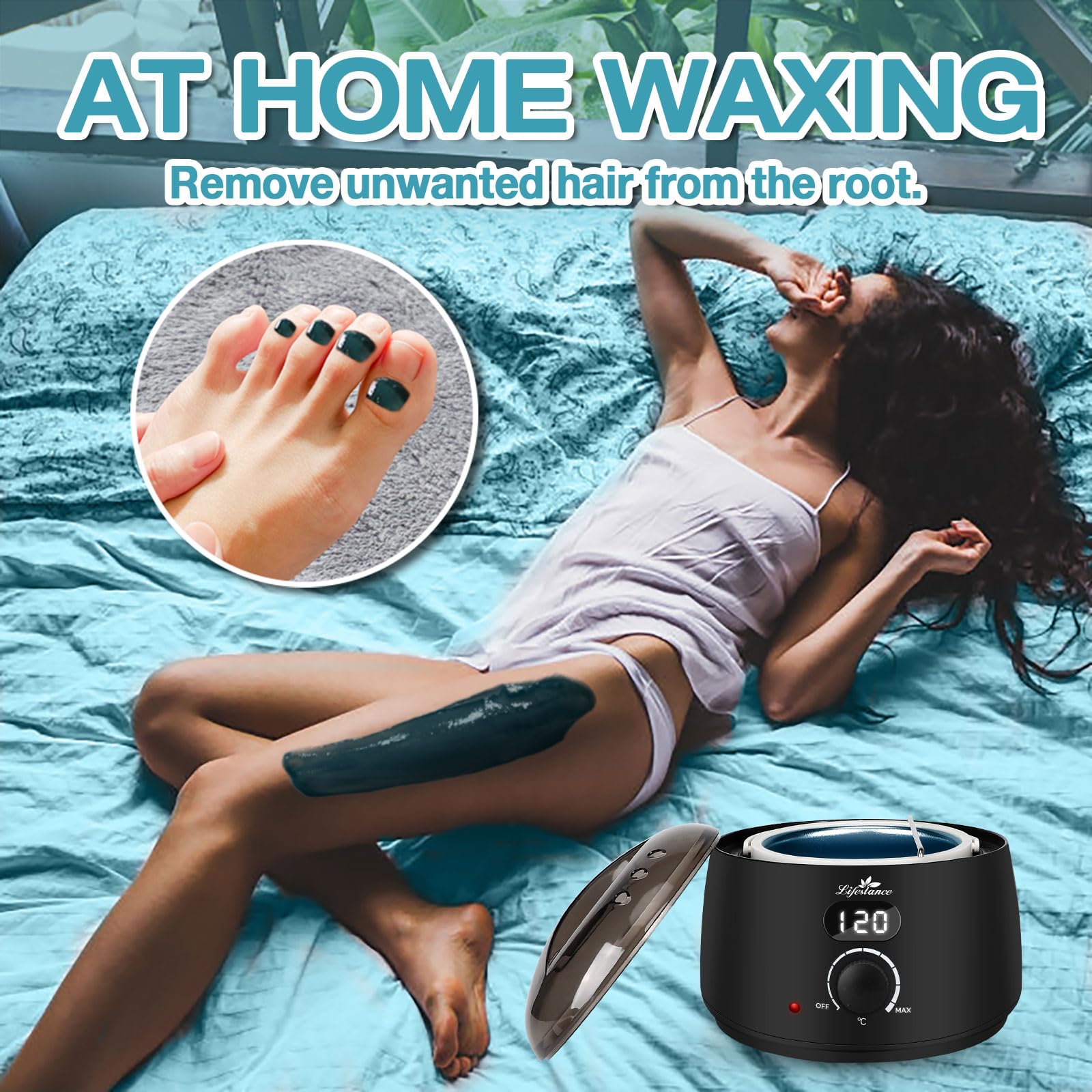 Lifestance Waxing Set Professionell, Wachswärmer Haarentfernung 400g Wax 20 Wachsstäbchen