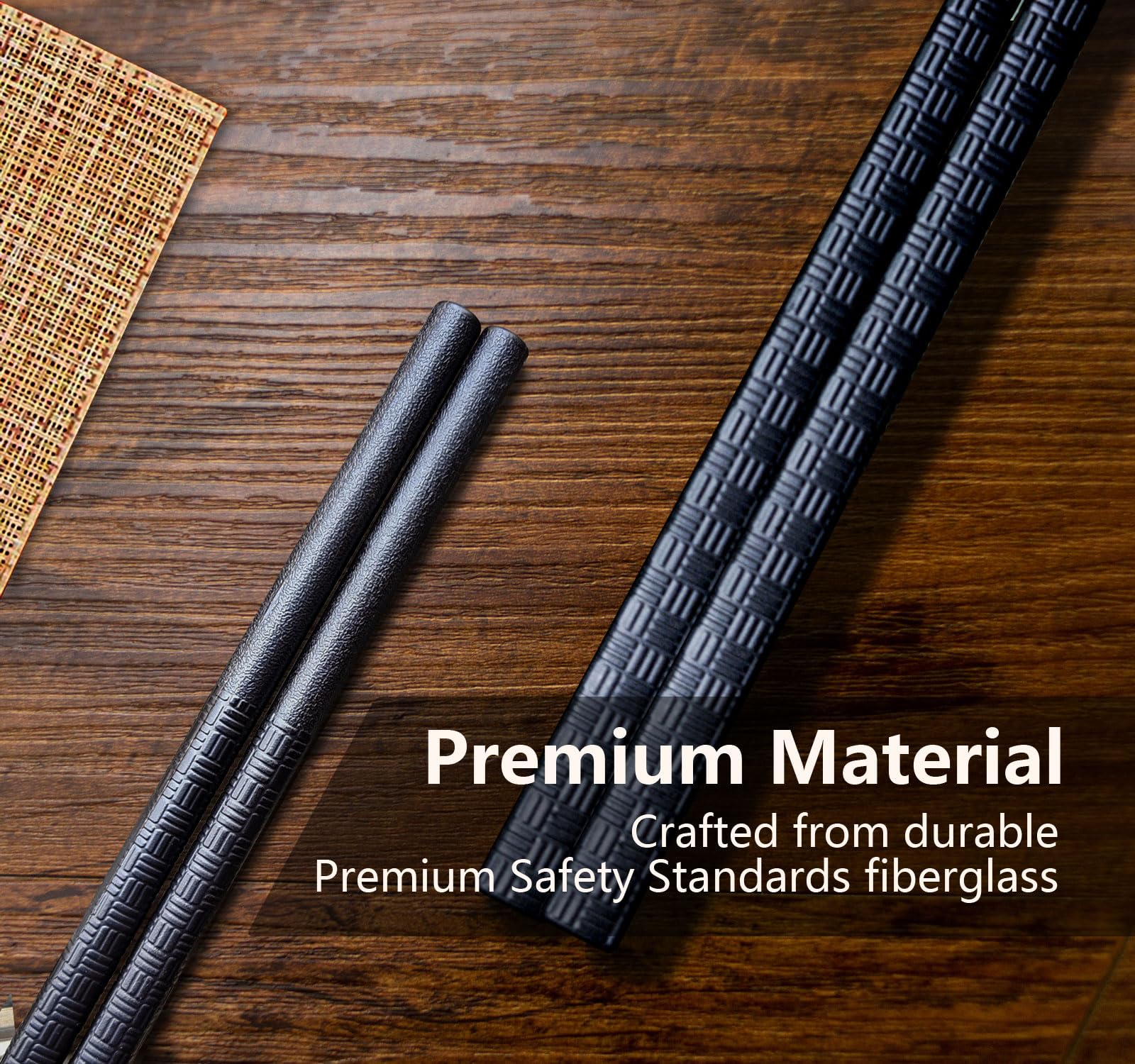 Chopsticks Reusable 5 Pairs Fiberglass Chopsticks Dishwasher Safe Square Lightweight Non-Slip Chop Sticks Set (black)