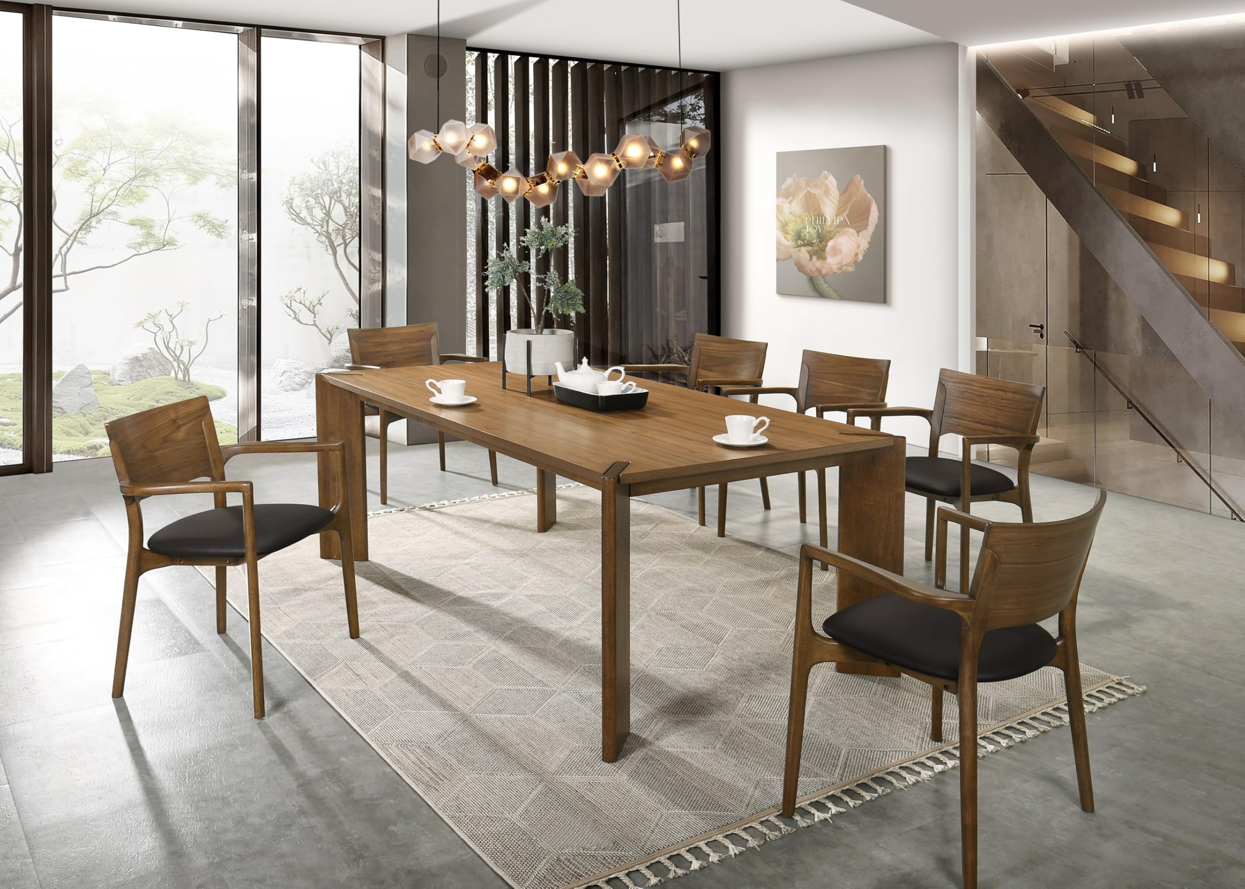Edelman - Mid-Century Modern Walnut Dining Table by Limari Home – Rubberwood, Walnut, Model LIM-85579