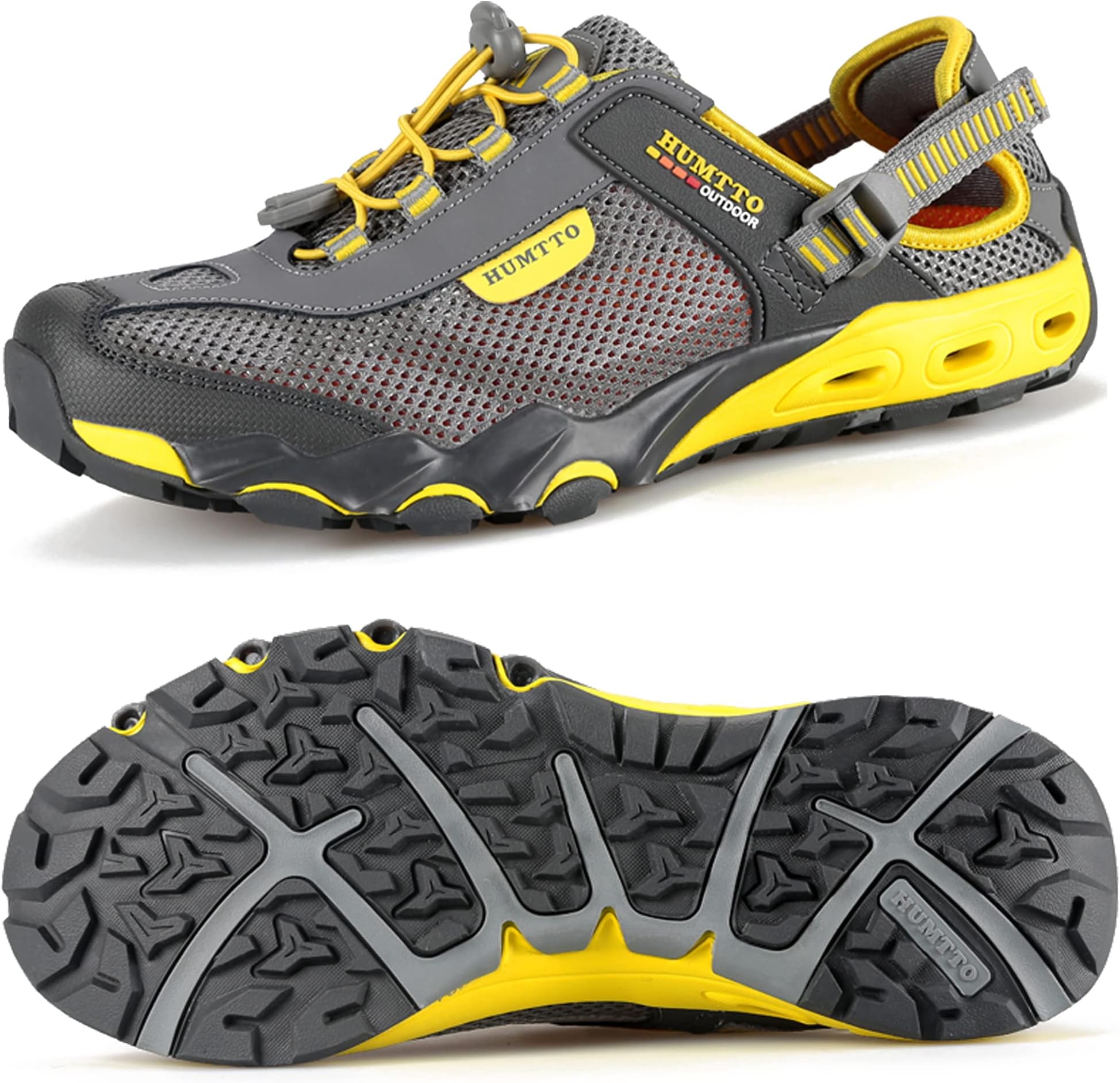 HUMTTO Men's Amphibious Water Shoes - Outdoor Hiking Sandals for Men Summer Non-Slip Quick Drying Water Sandals River Shoes, Grey, 9-9.5