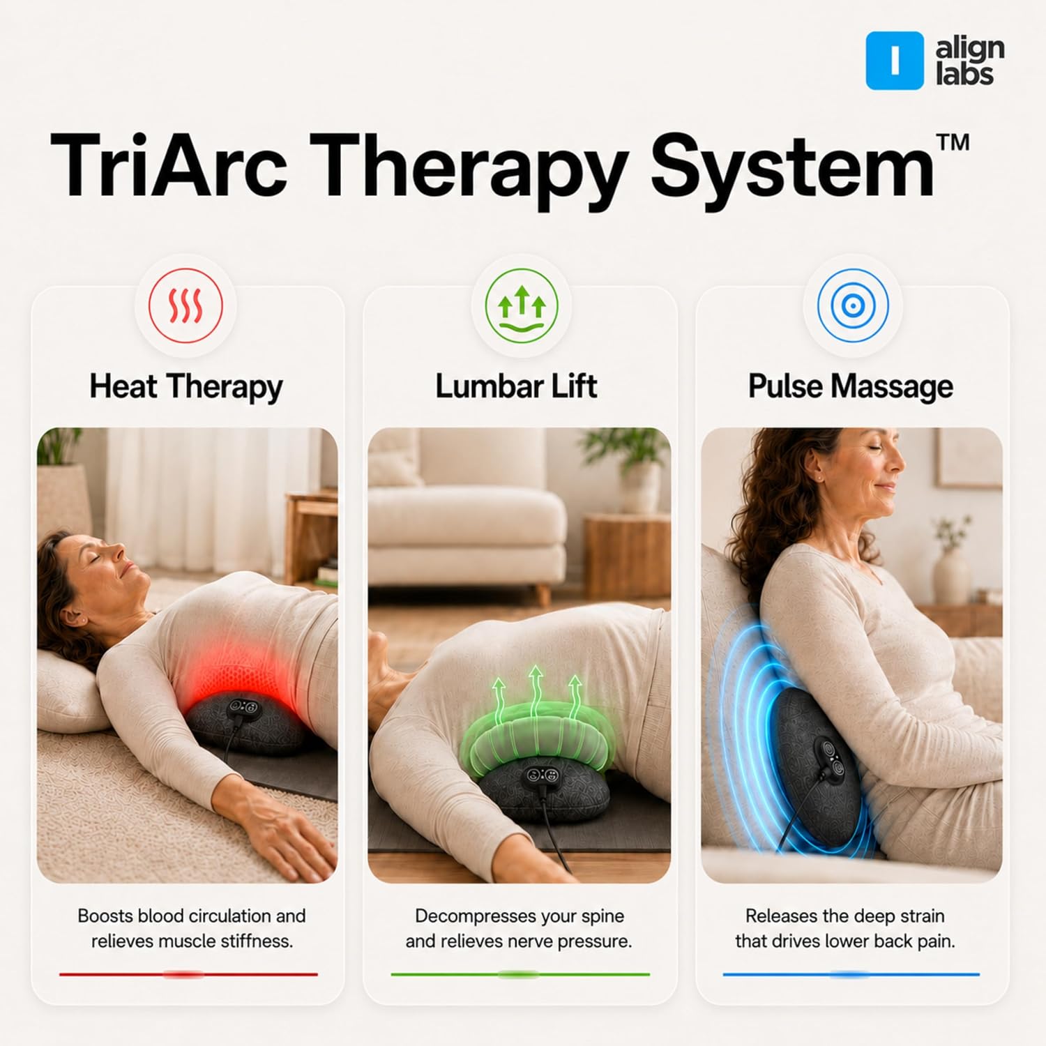 Electric Lumbar Support Pillow, Back Massager with Heat, Vibration and Lumbar Lift