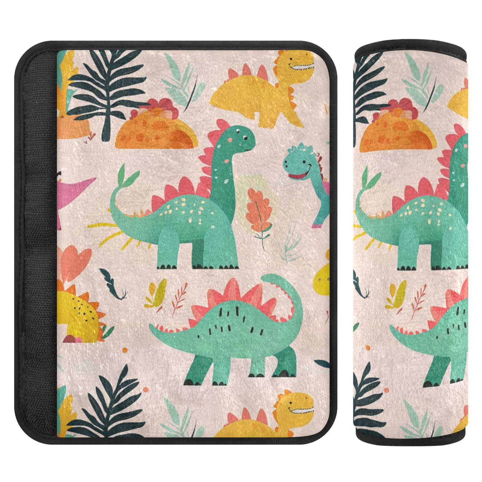 Seat Belt Covers 2 Pack Dinosaurs Car Seat Strap Covers Super Soft Fun Colored Car Seat Neck Cover for Boys Girls Adults Babies M