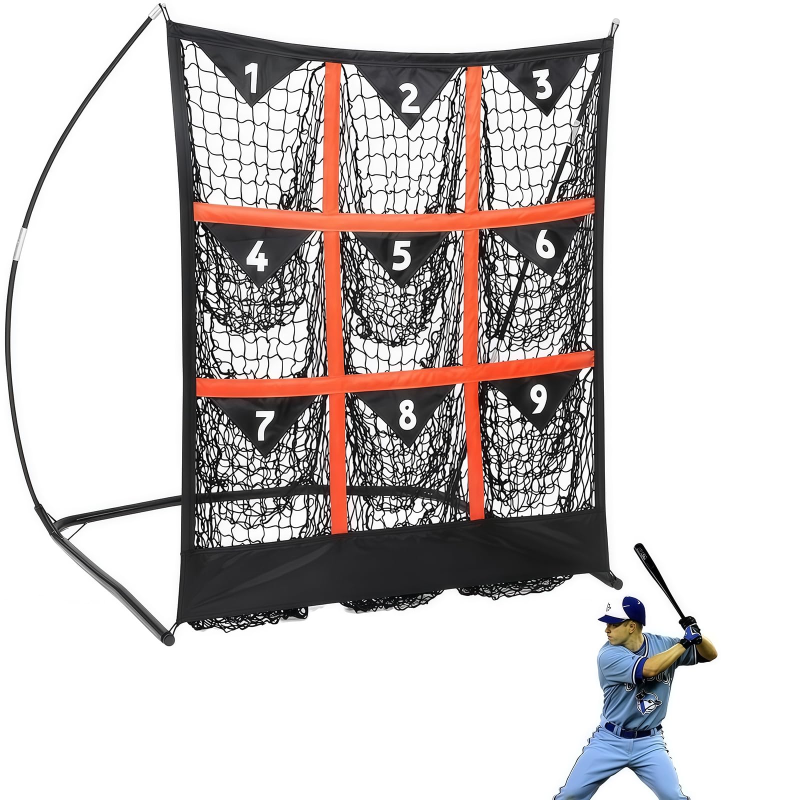 Generisch Baseball-Trainingsnetz, 9 Zielzonen, tragbar mit Tragetasche, 31 x 42 x 49 Zoll für Hinterhof- oder Feldübungen, einfache Einrichtung und langlebiges Design