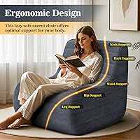 Vista 3 de Silla Puf, Puffs Fireside Sofá Perezoso, Silla Puf Grande para Suelo, Silla Lounge de Espuma Viscoelástica para Dormitorio, Sala de Estar, Oficina