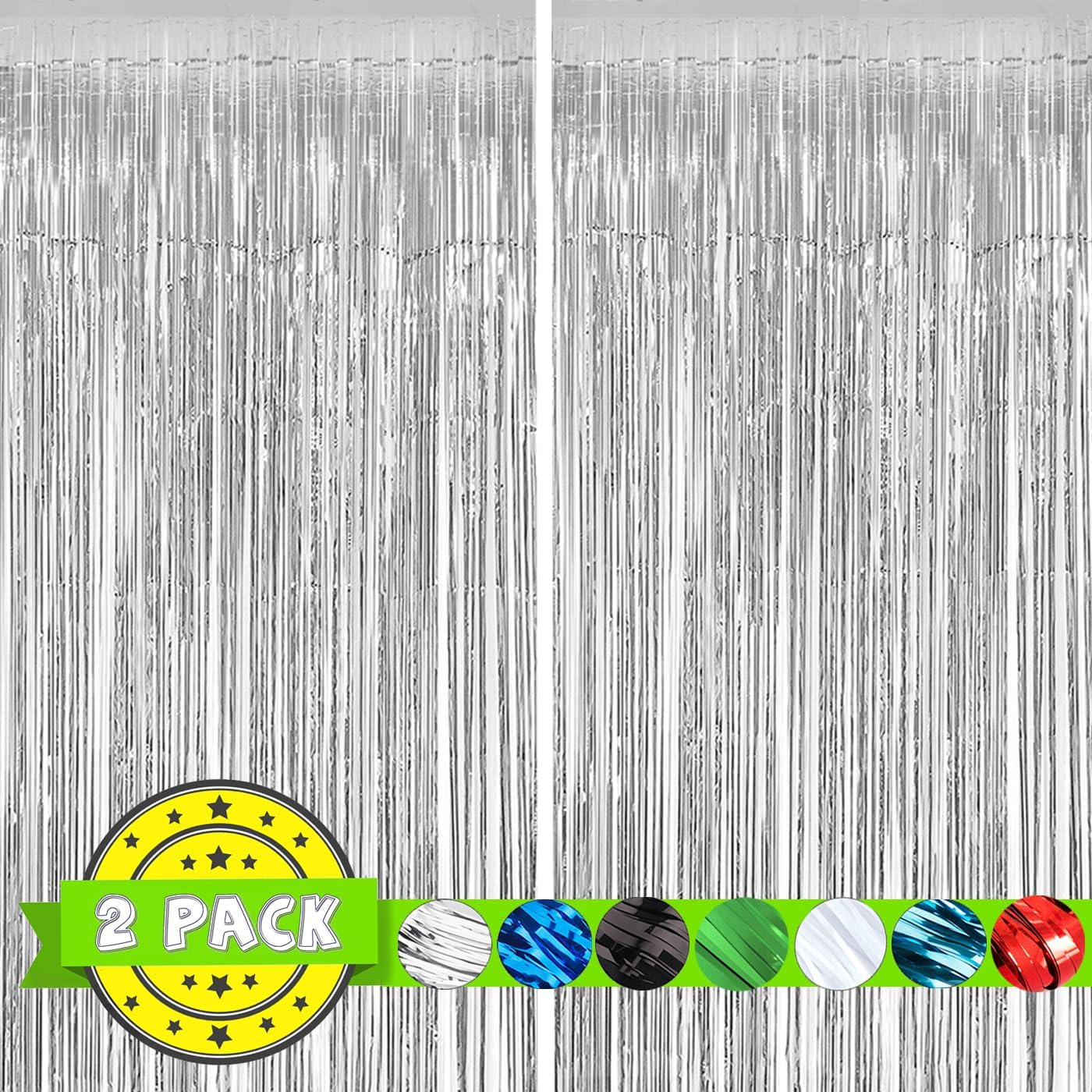 2PC Yellow Backdrop Curtain for Birthday Party Decorations, Yellow Streamers Fringe Backdrop Birthday Decorations, Foil Fringe Curtains Party Decorations