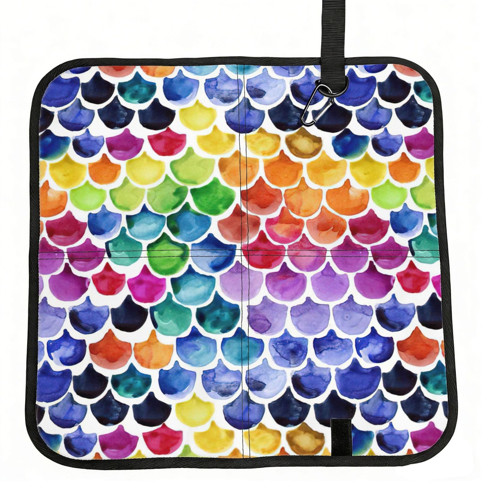 PPHGUT Mermaid Fish Scale Print Foldable Seat Cushion Waterproof Portable Chair Pad Travel Outdoor Picnic Camping