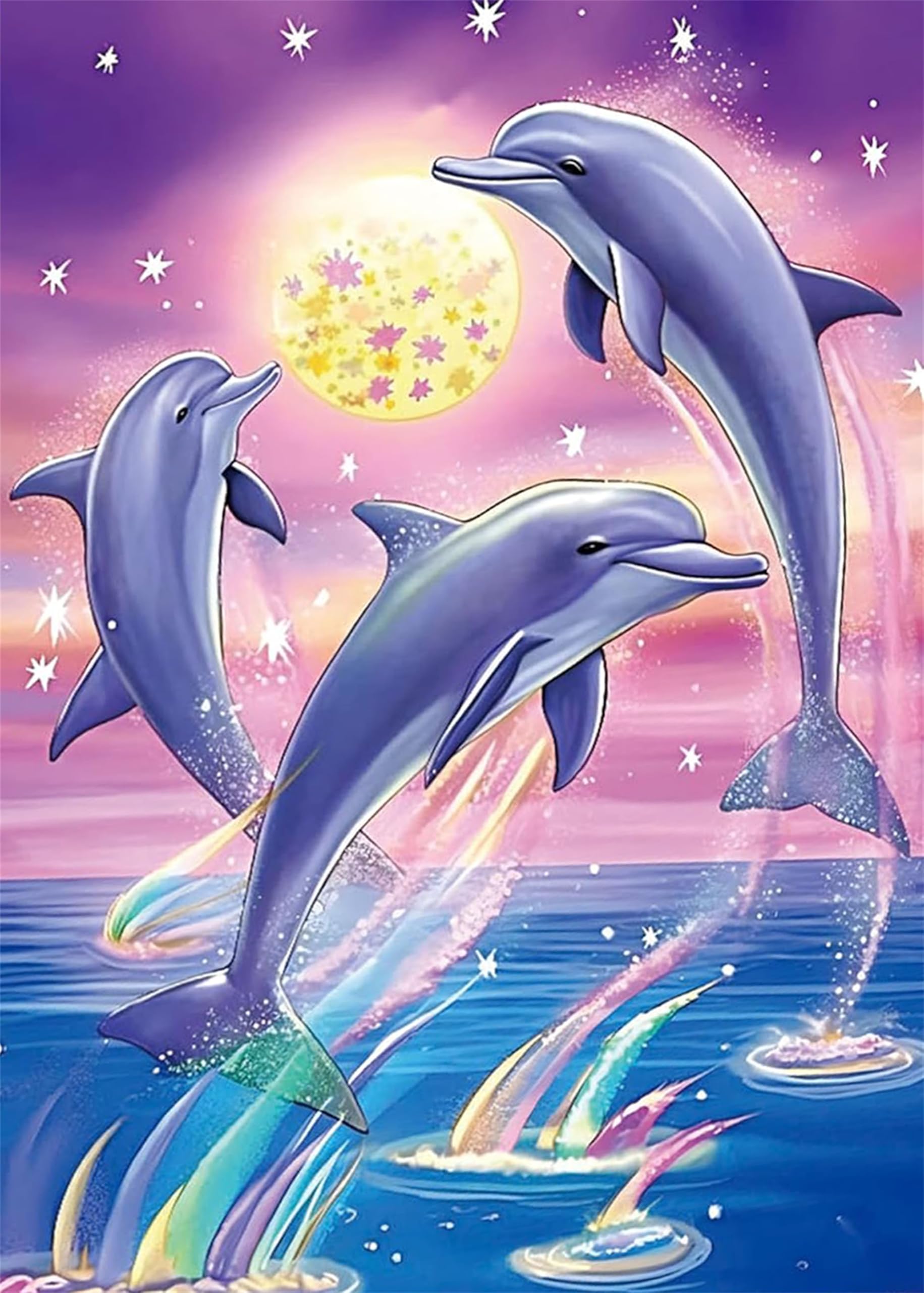 Xiangxujia Adults Paint by Number Kits,Painting by Number Kits on Canvas,Large Color by Numbers Adult Watercolor Gifts for Friends Wall Decor (Dolphin)