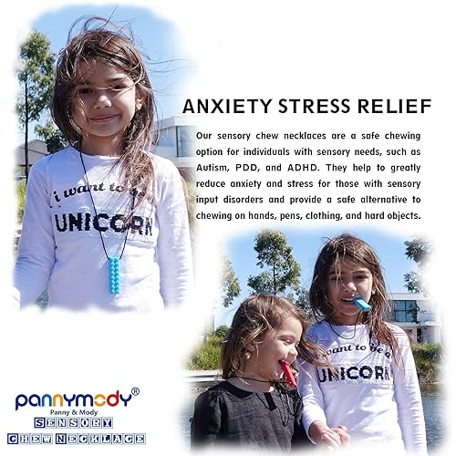 Miniatura 5 de Panny & Mody Juego de joyas masticables sensoriales para niños y niñas (paquete de 3), varillas motoras orales de silicona para niños con TDAH,