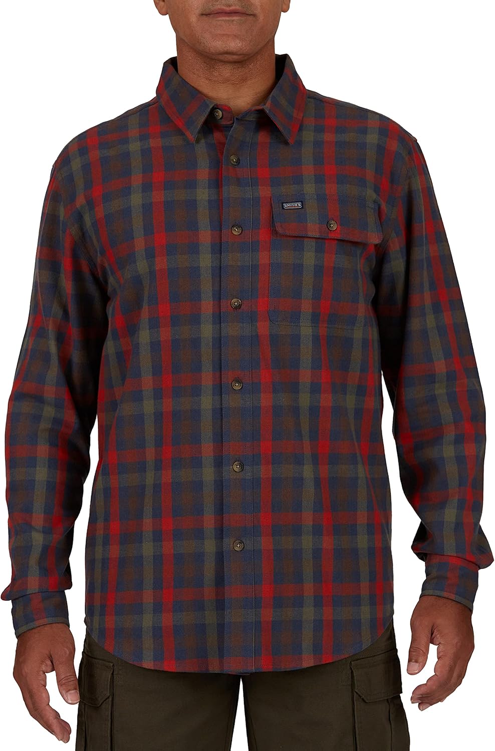 Smith's Workwear Mens Plaid Pocket Flannel Button-up ShirtButton Down Shirt
